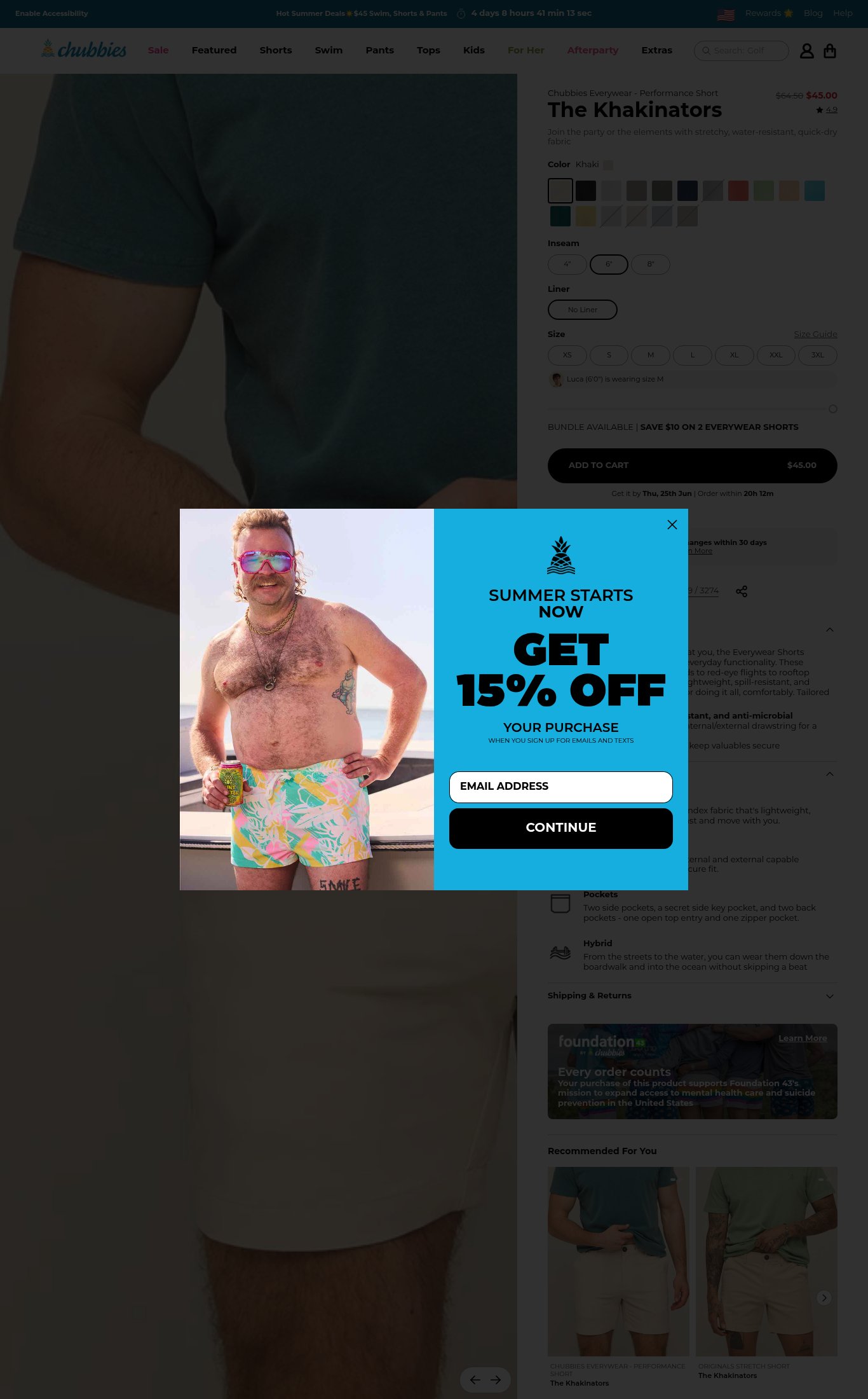 Chubbies Shorts page