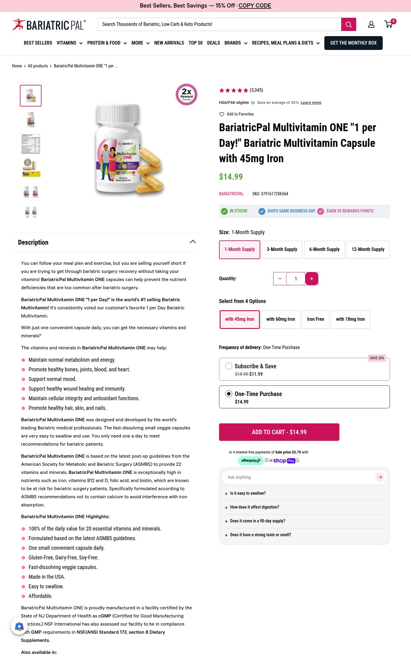 BariatricPal Store page