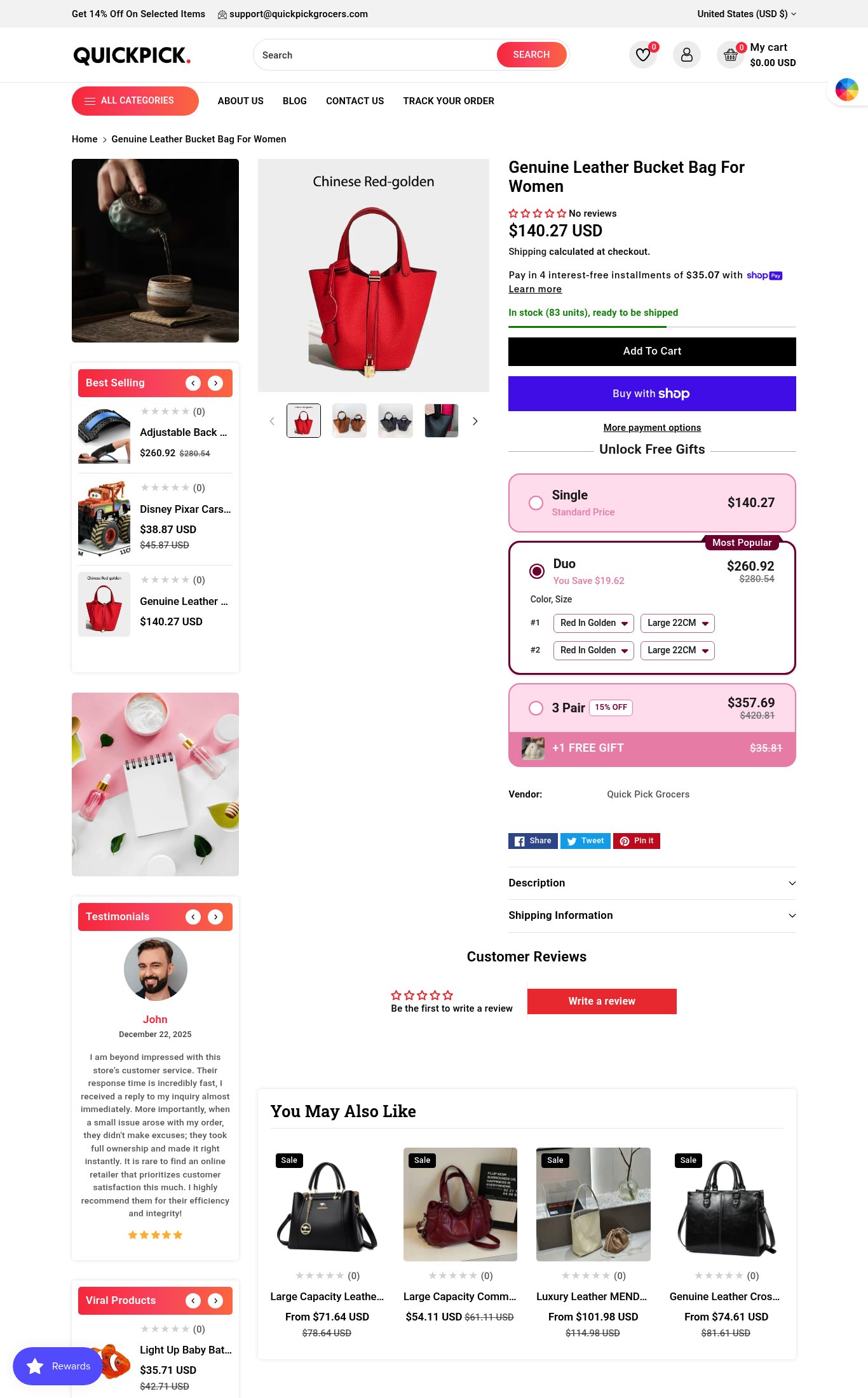 Quick Pick Grocers page