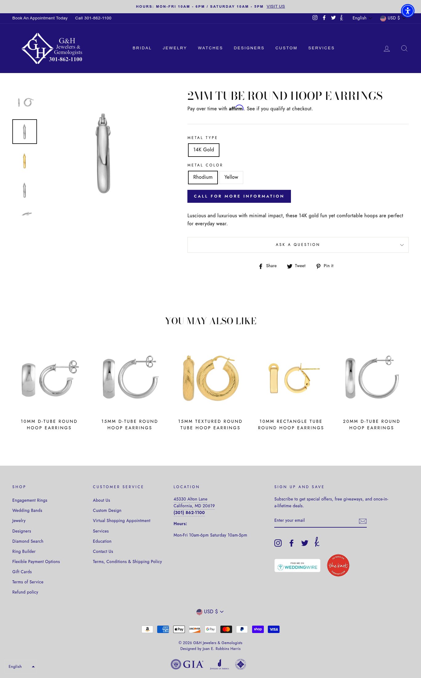 G&H Jewelers & Gemologists page