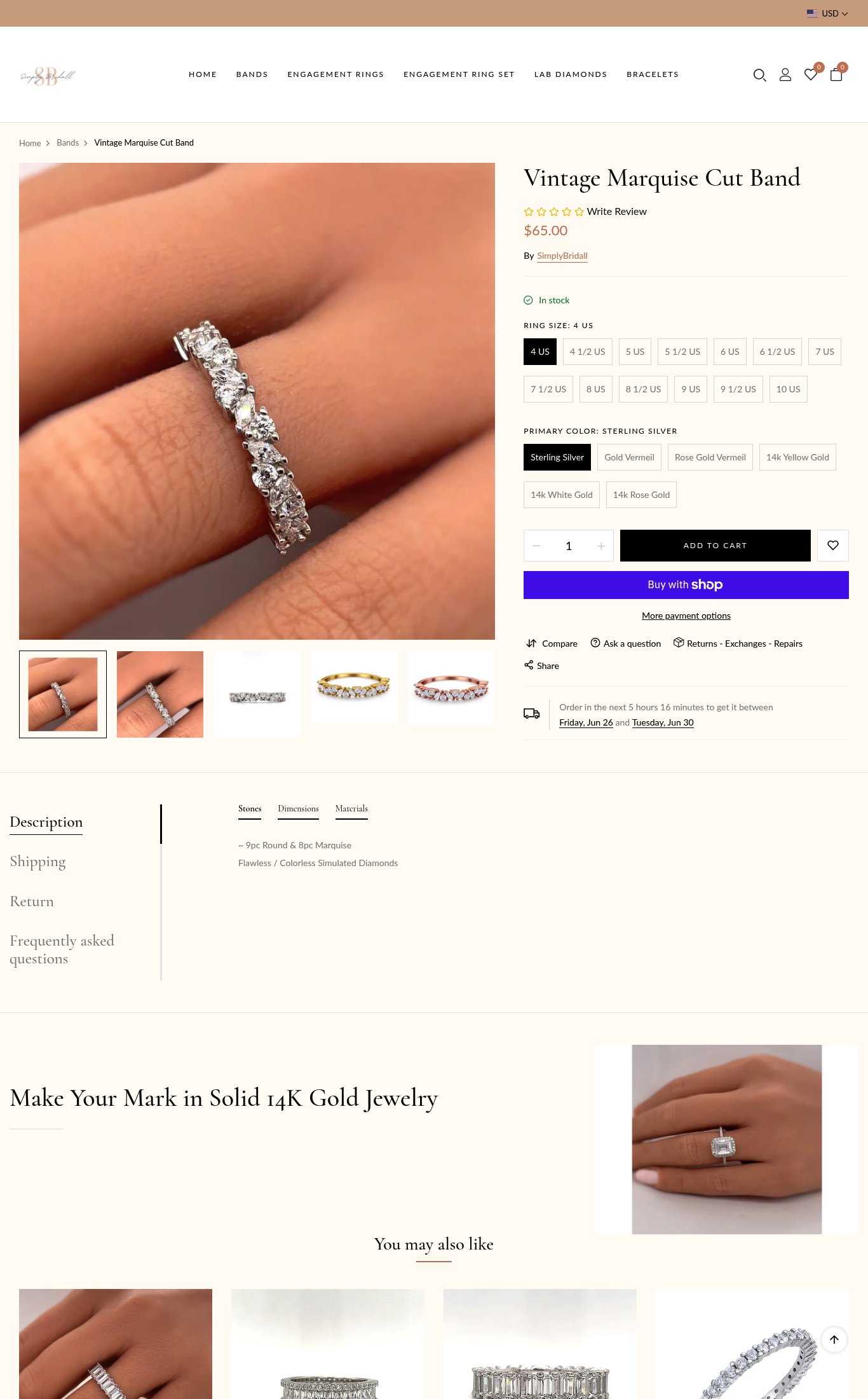 Simply Bridal Jewels page