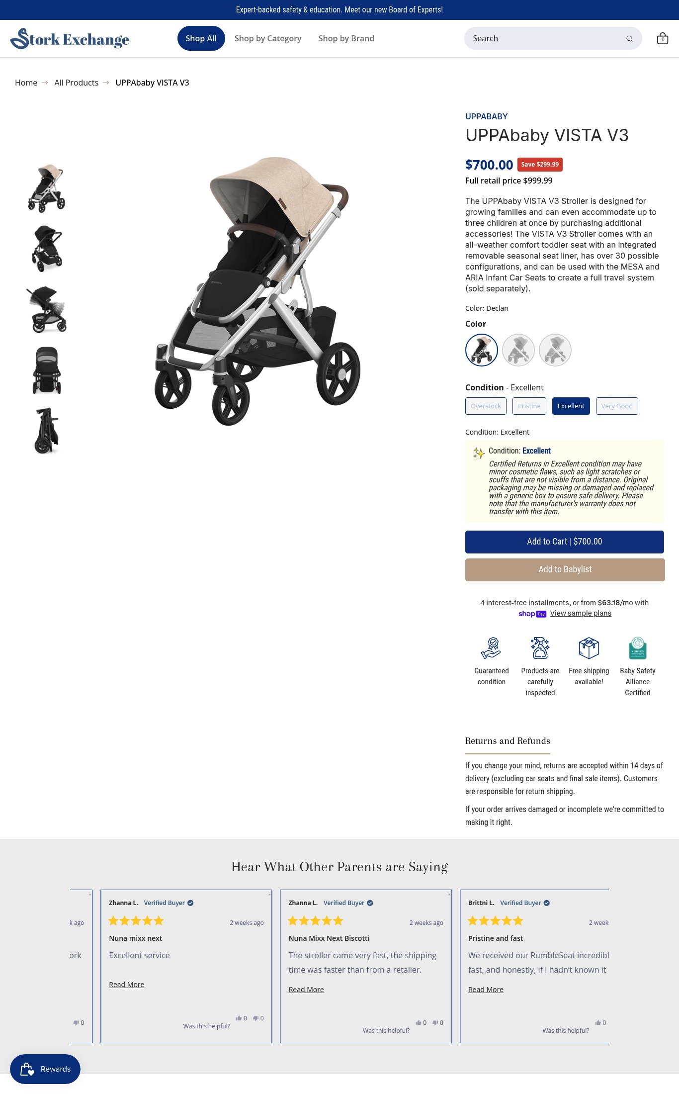 Stork Exchange page