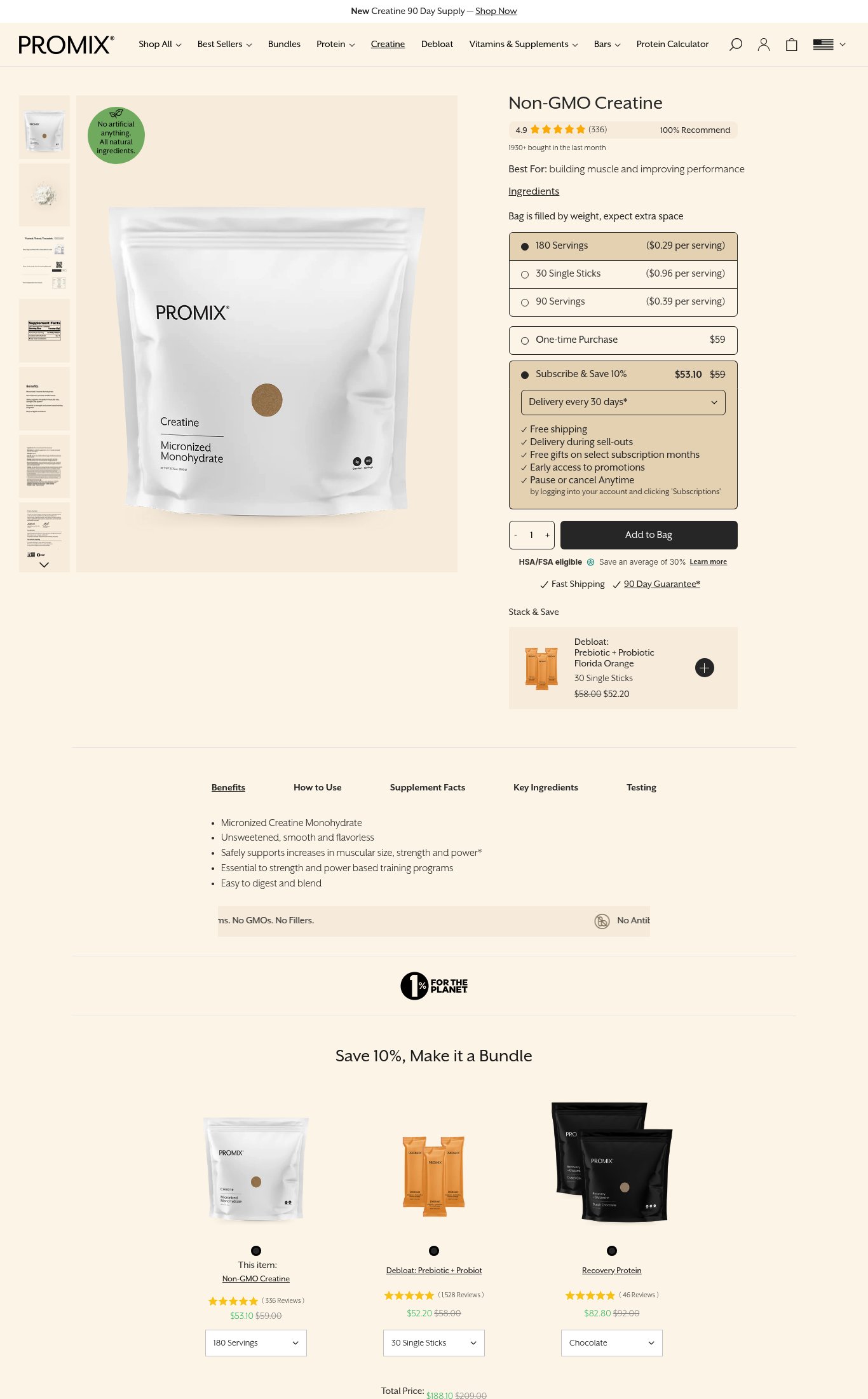 Promix Nutrition page