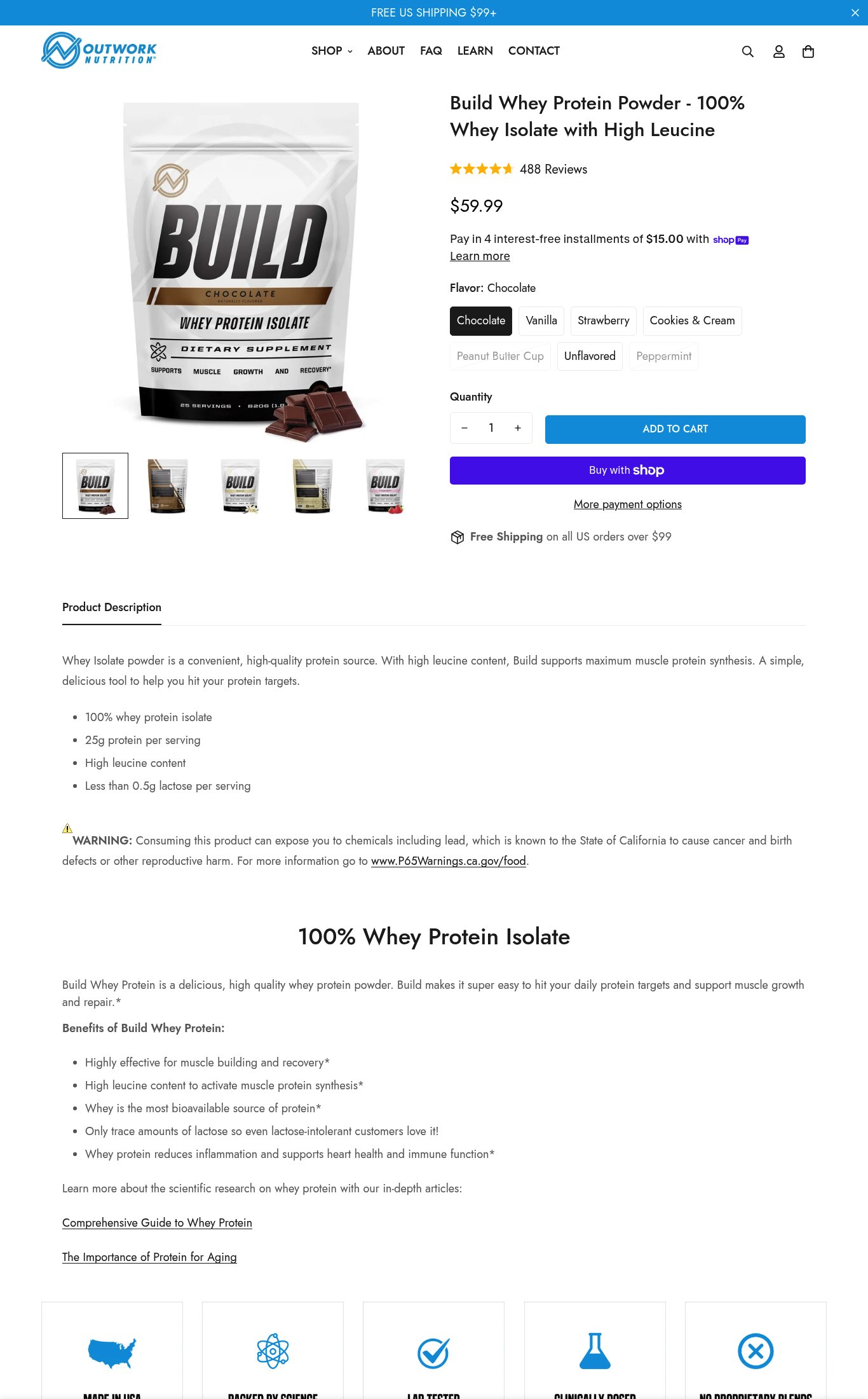 Outwork Nutrition page