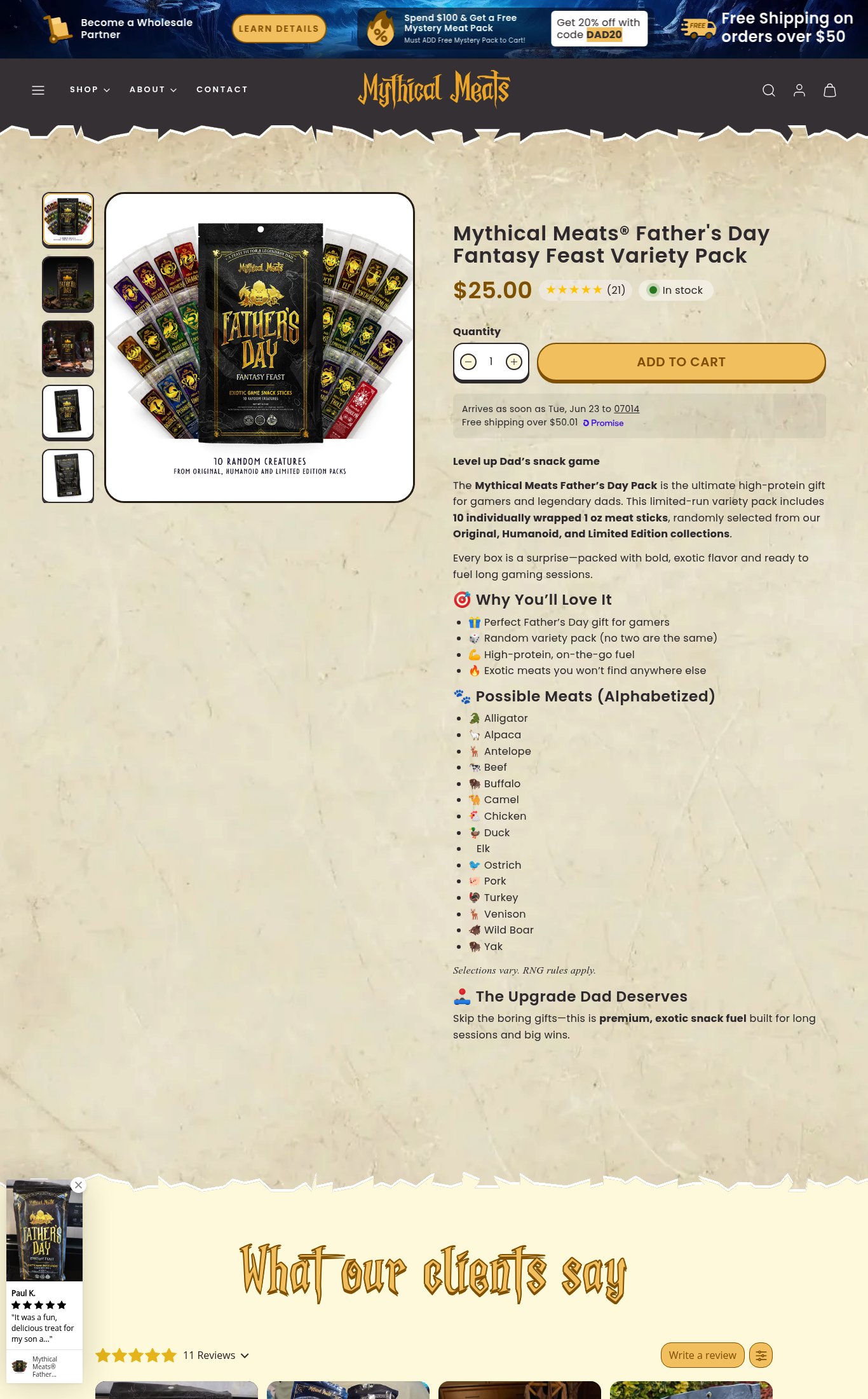 Mythical Meats page