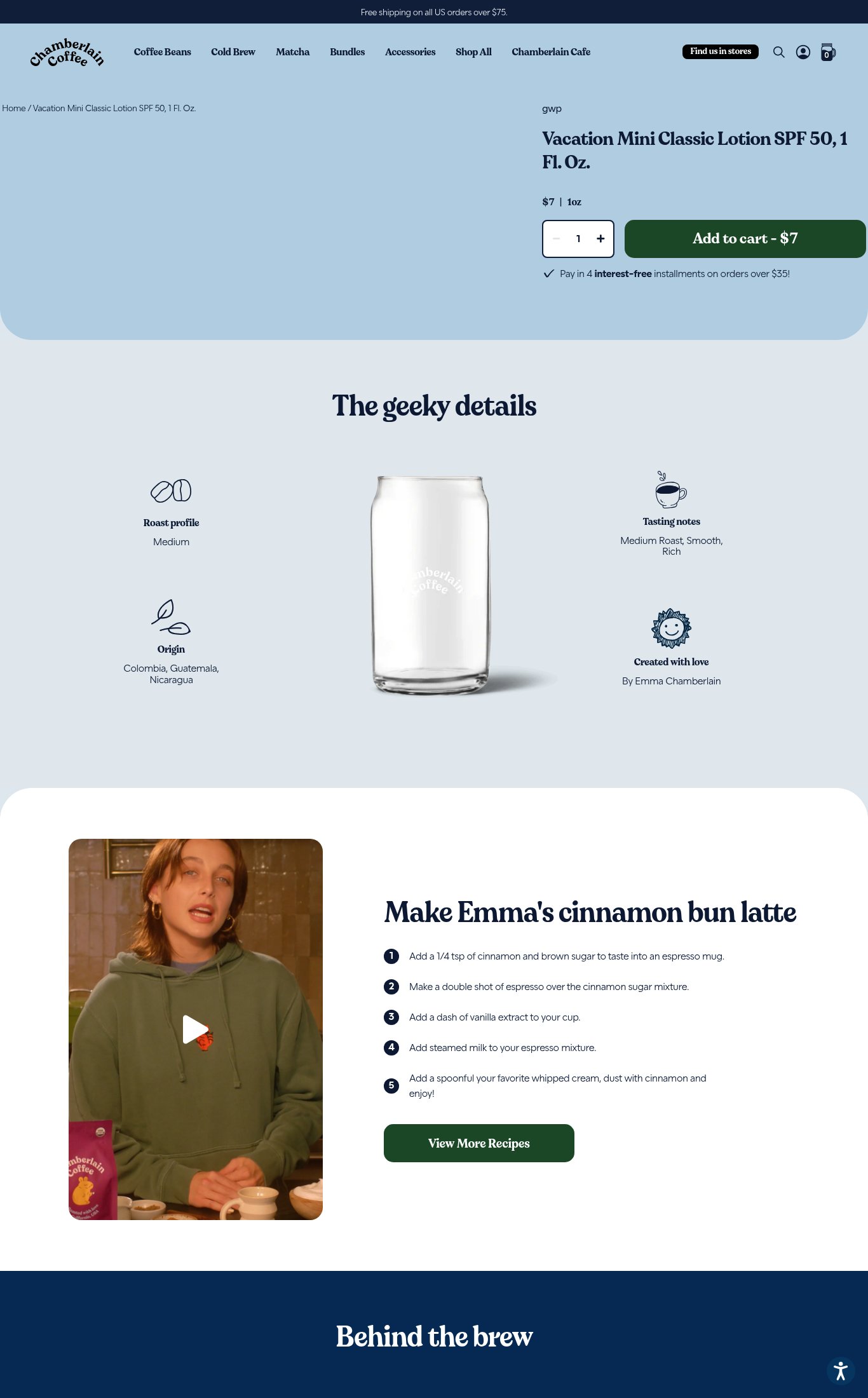 Chamberlain Coffee page
