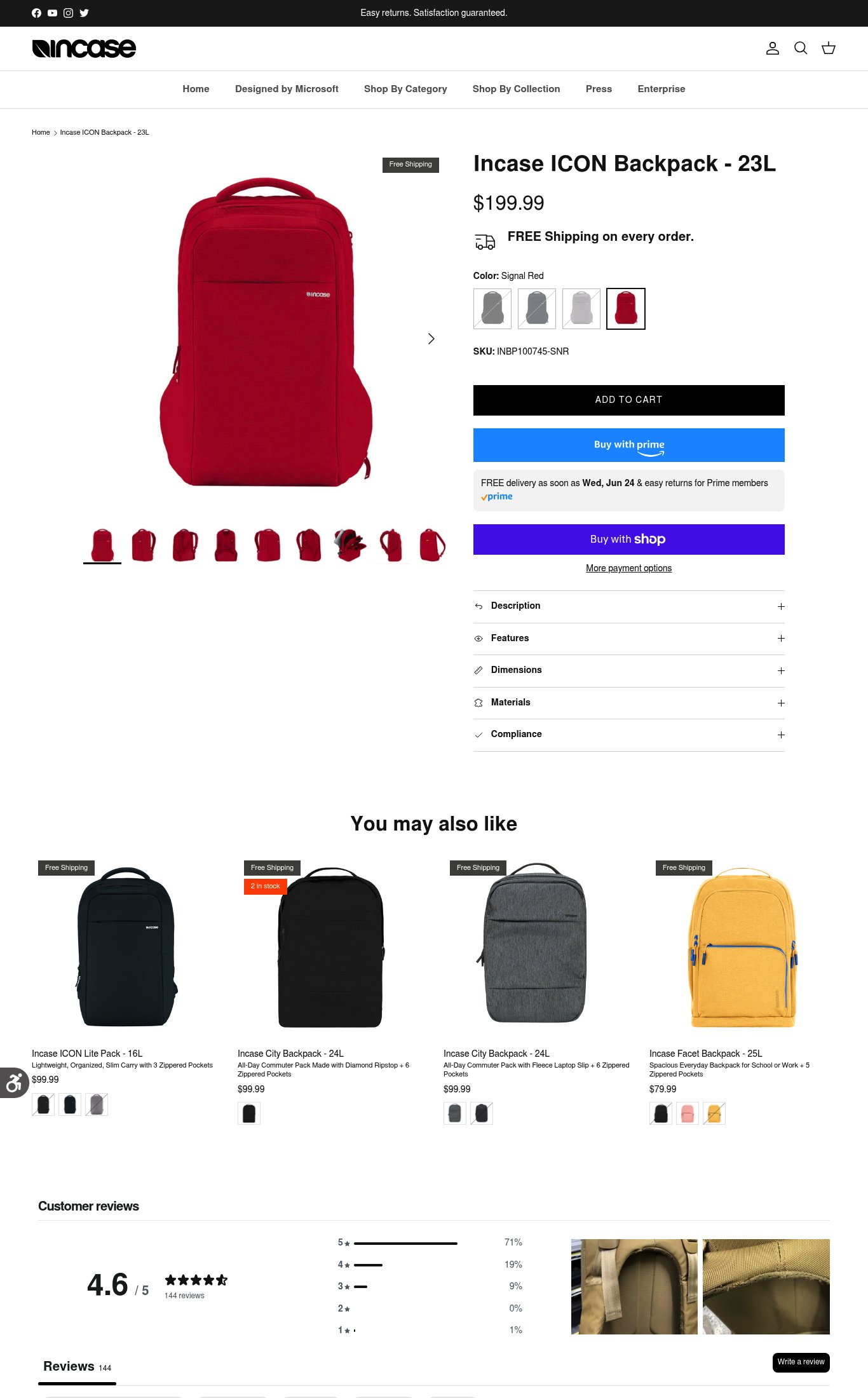 Incase page
