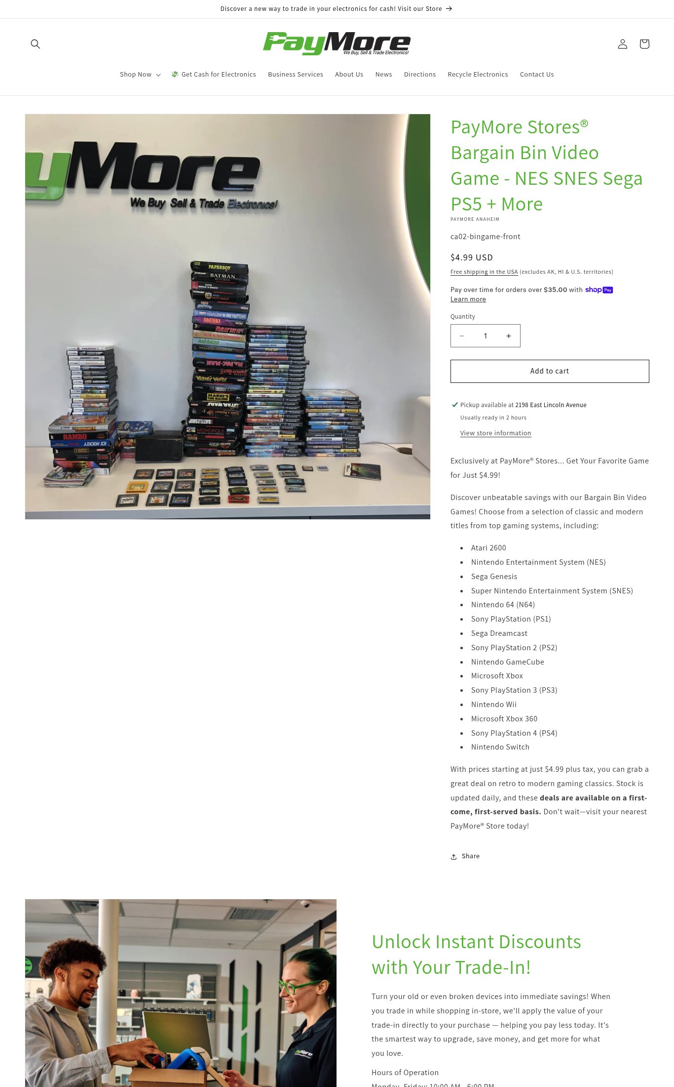 PayMore Anaheim page