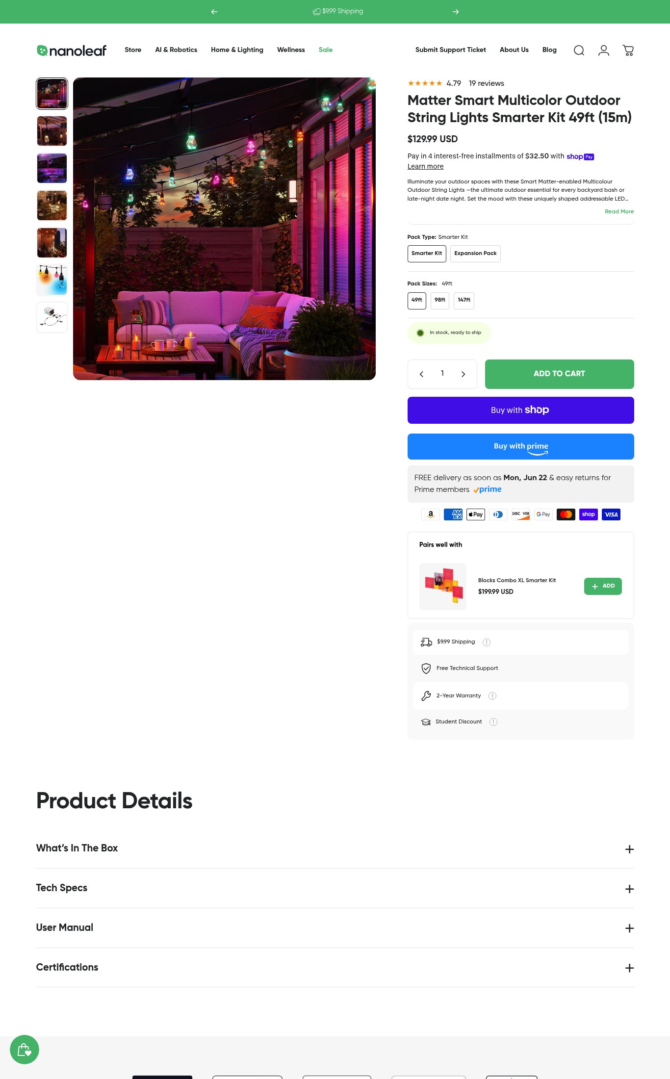 Nanoleaf Shop USA page