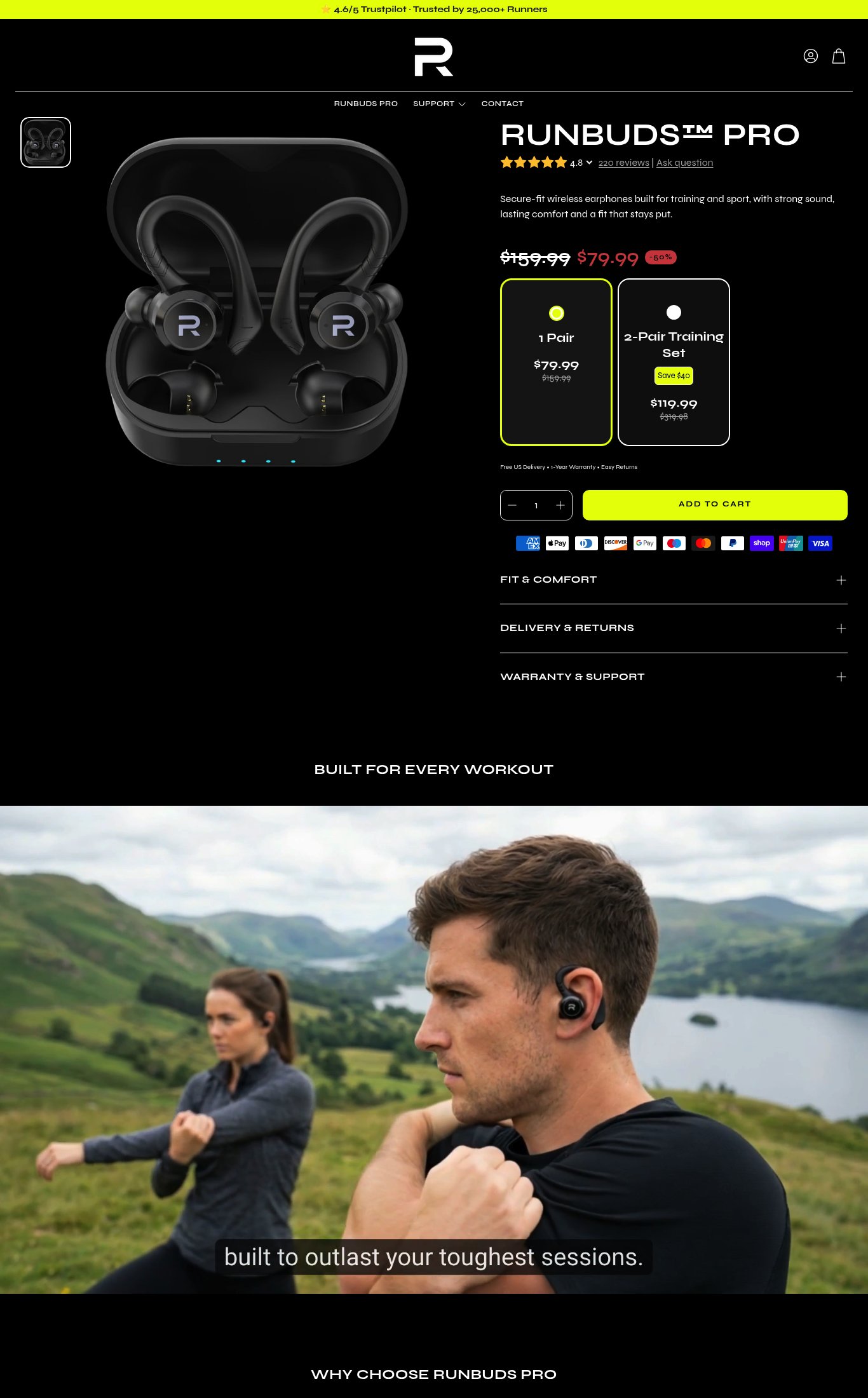 RunBuds page