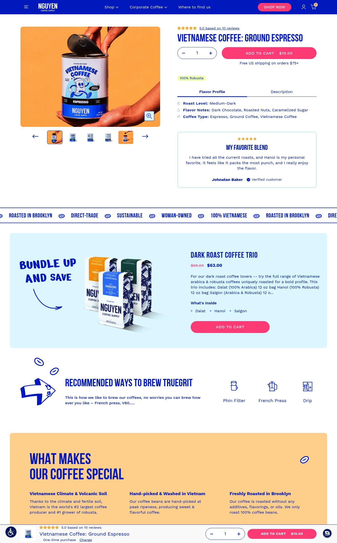 Nguyen Coffee Supply page