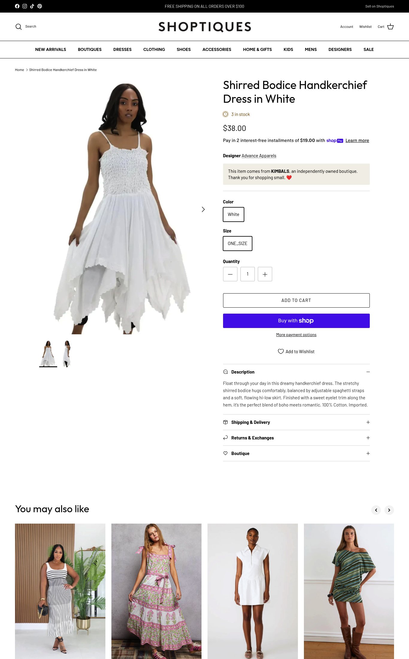 Shoptiques page