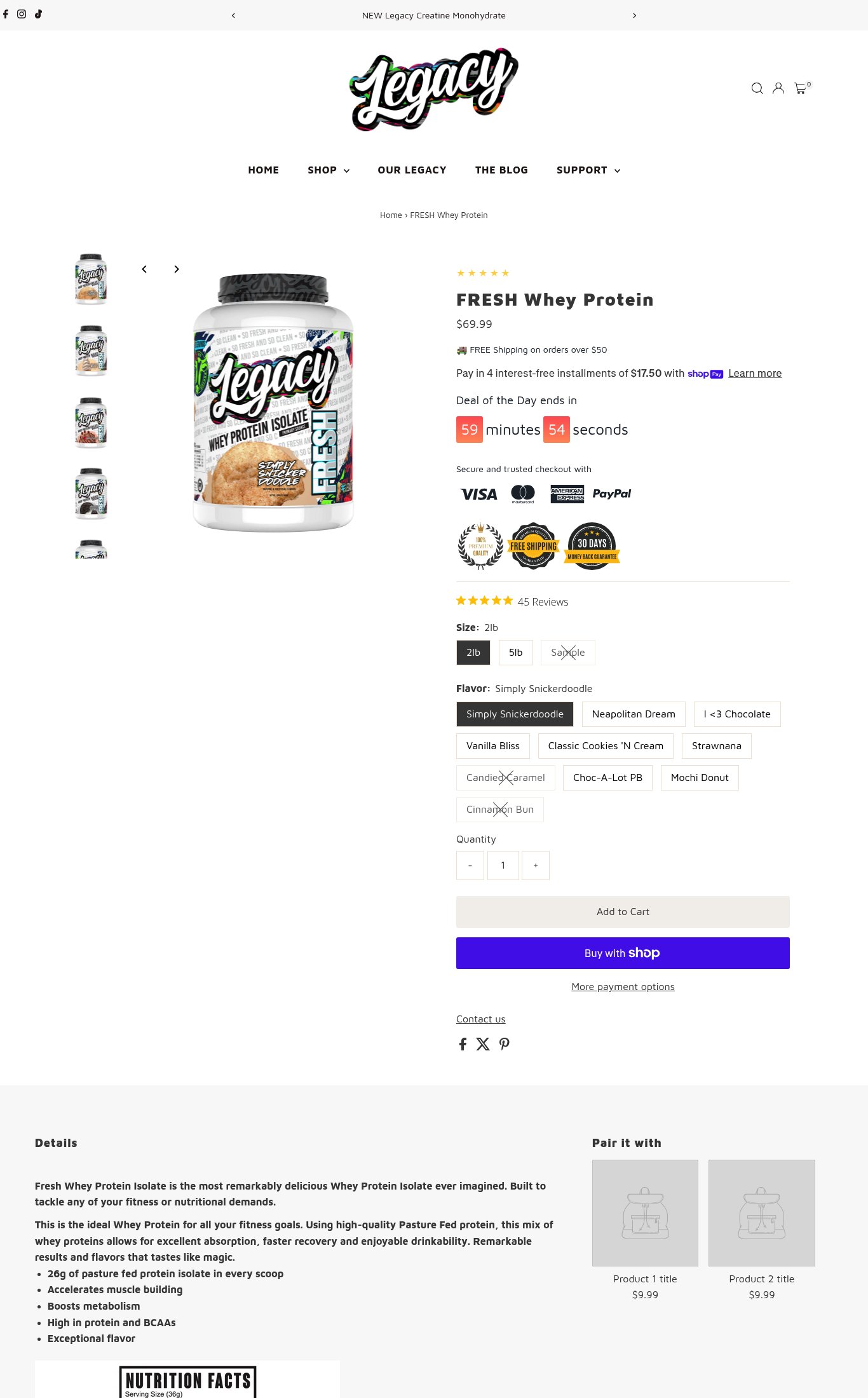 Legacy Supplements page