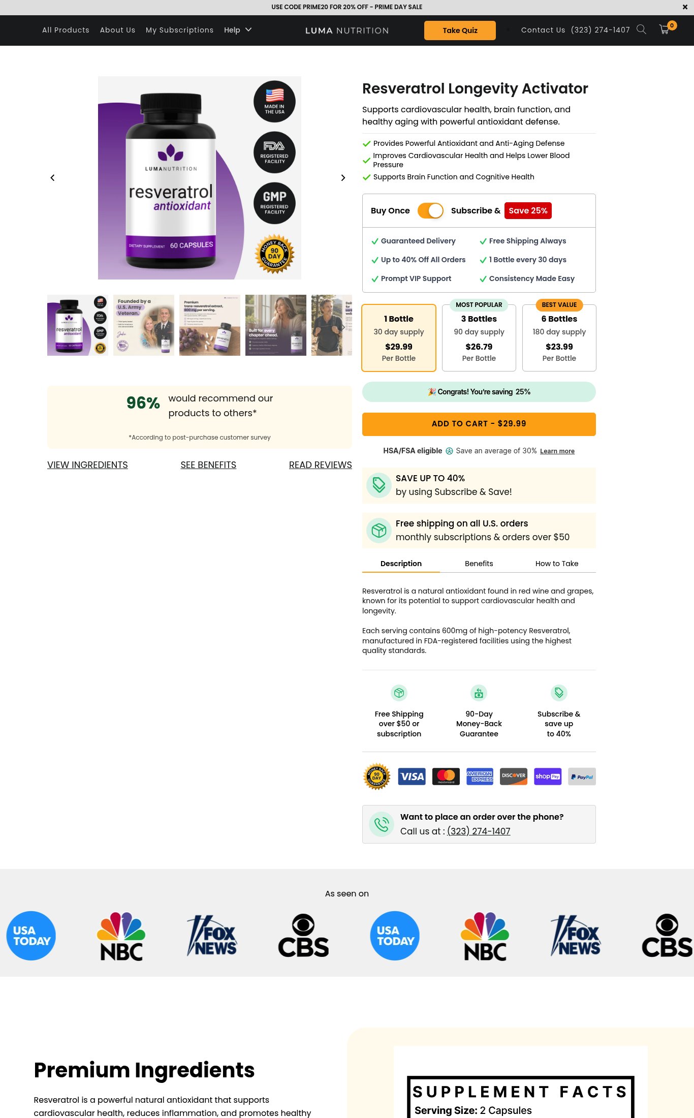 Luma Nutrition page