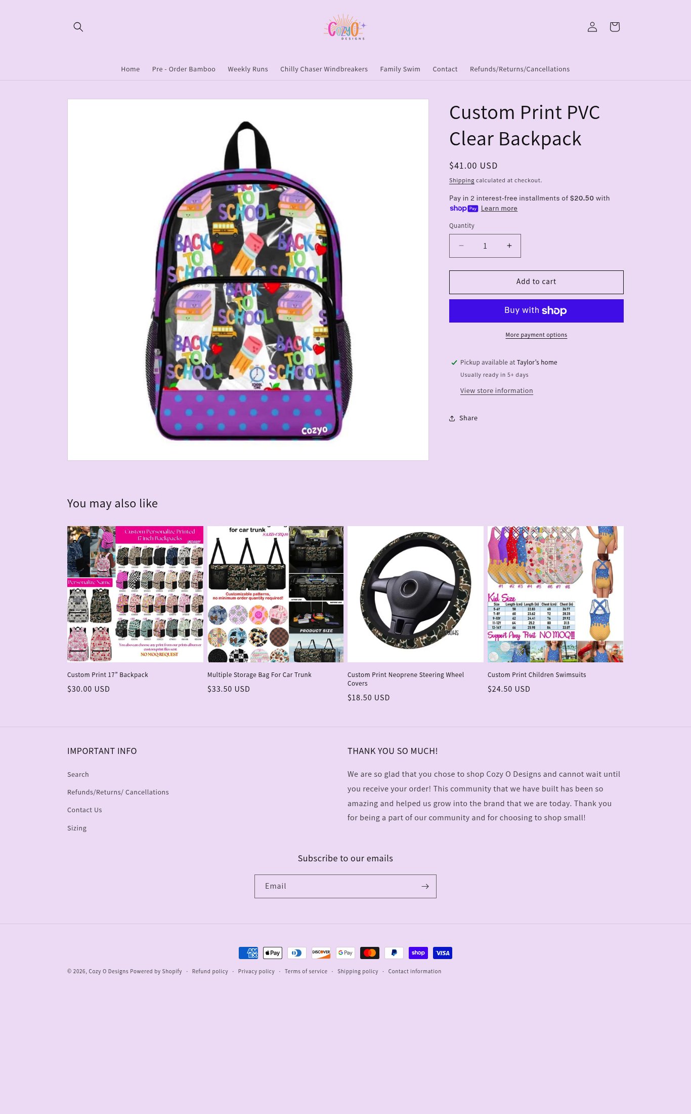 Cozy O Designs page