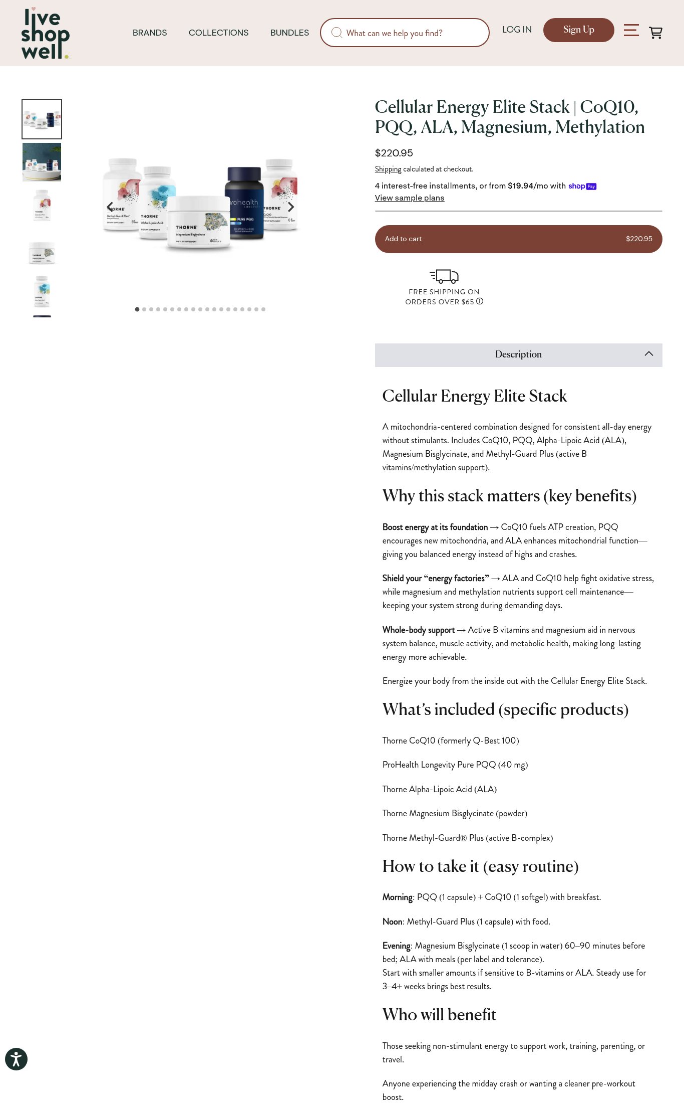 Live Shop Well page