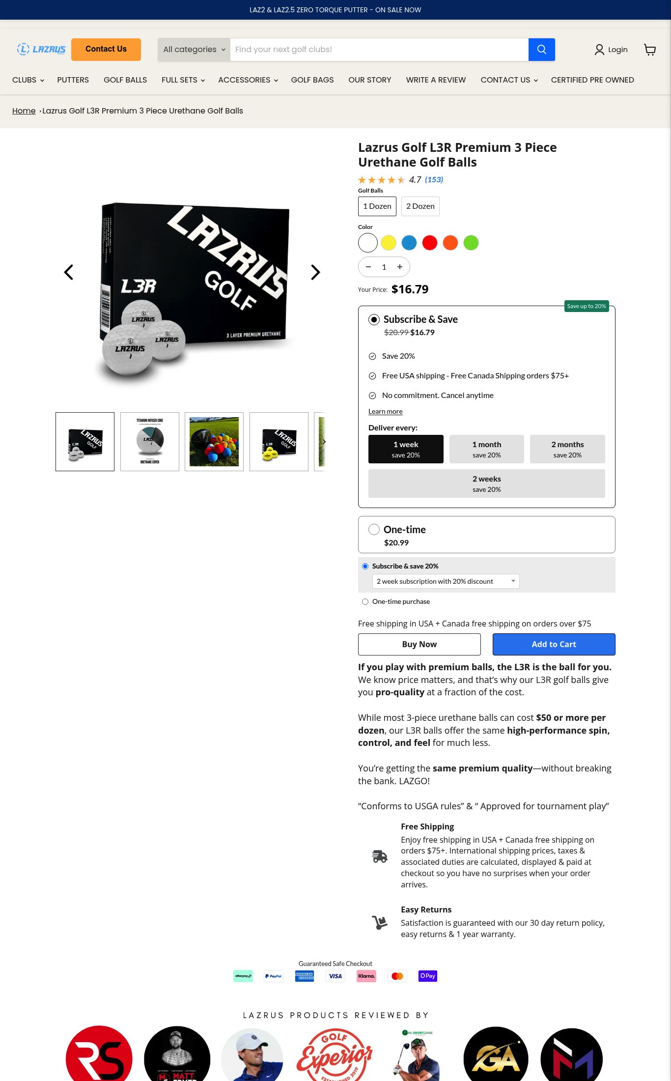 LAZRUS Golf page