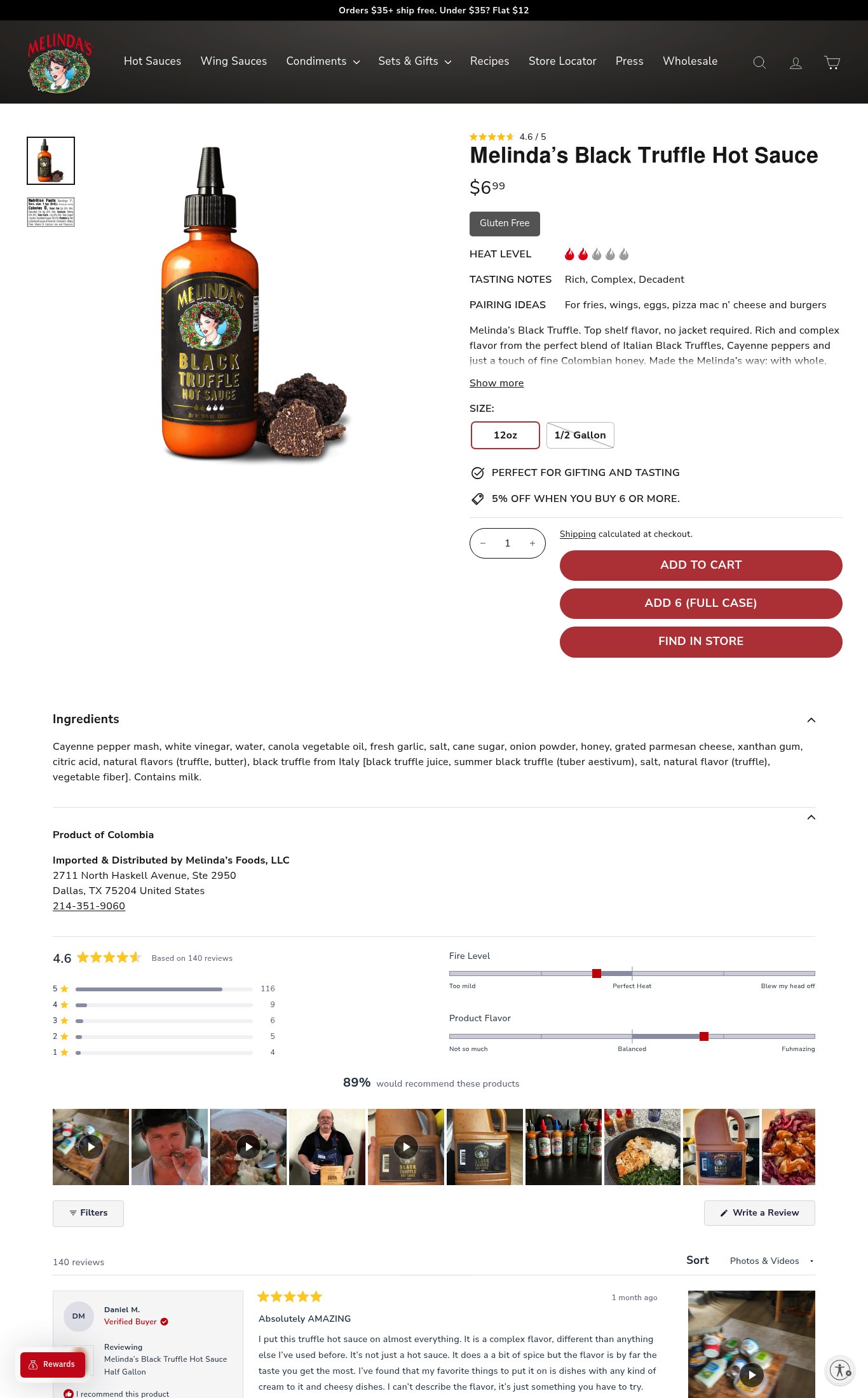 Melinda's Foods page