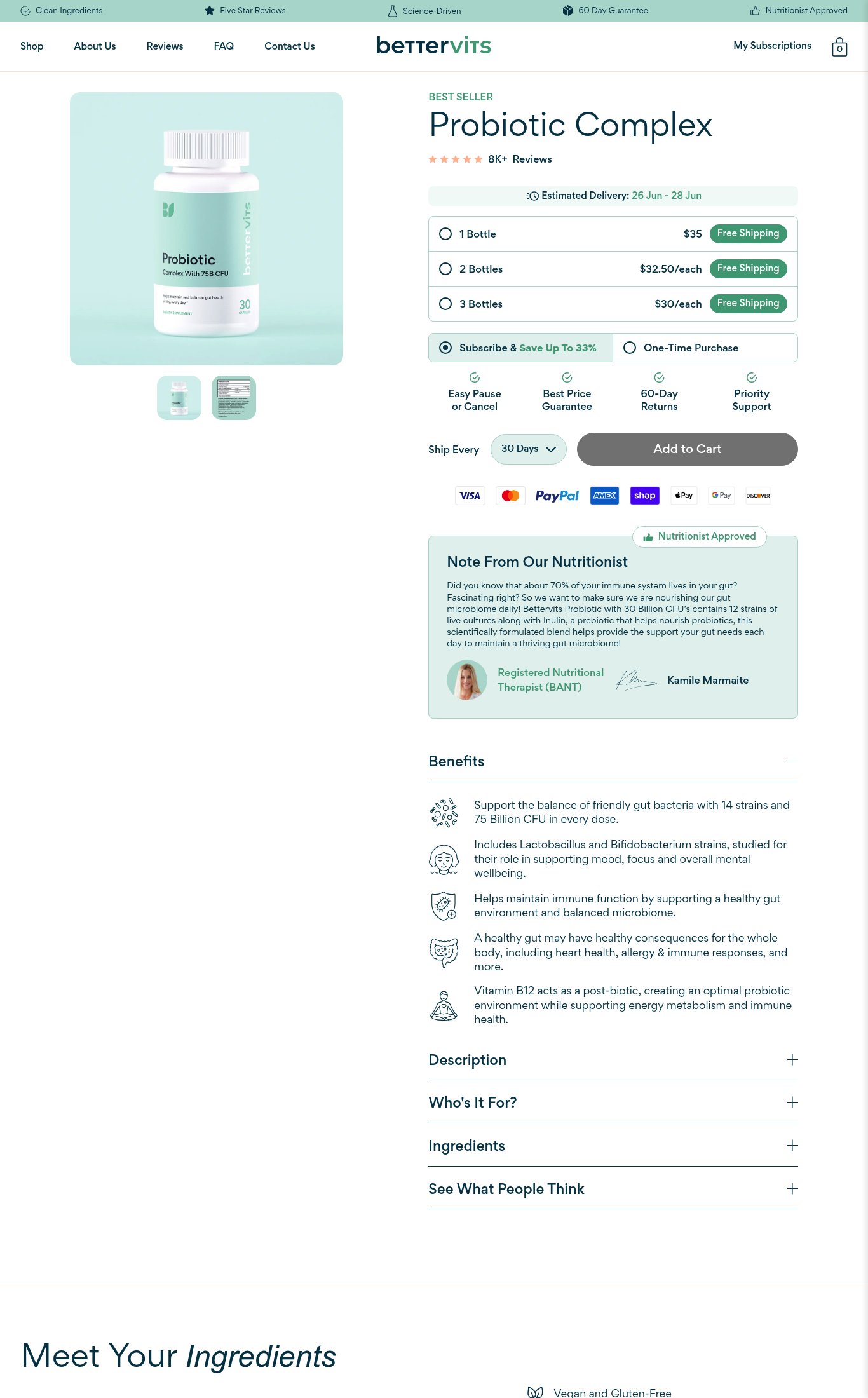 Bettervits USA page