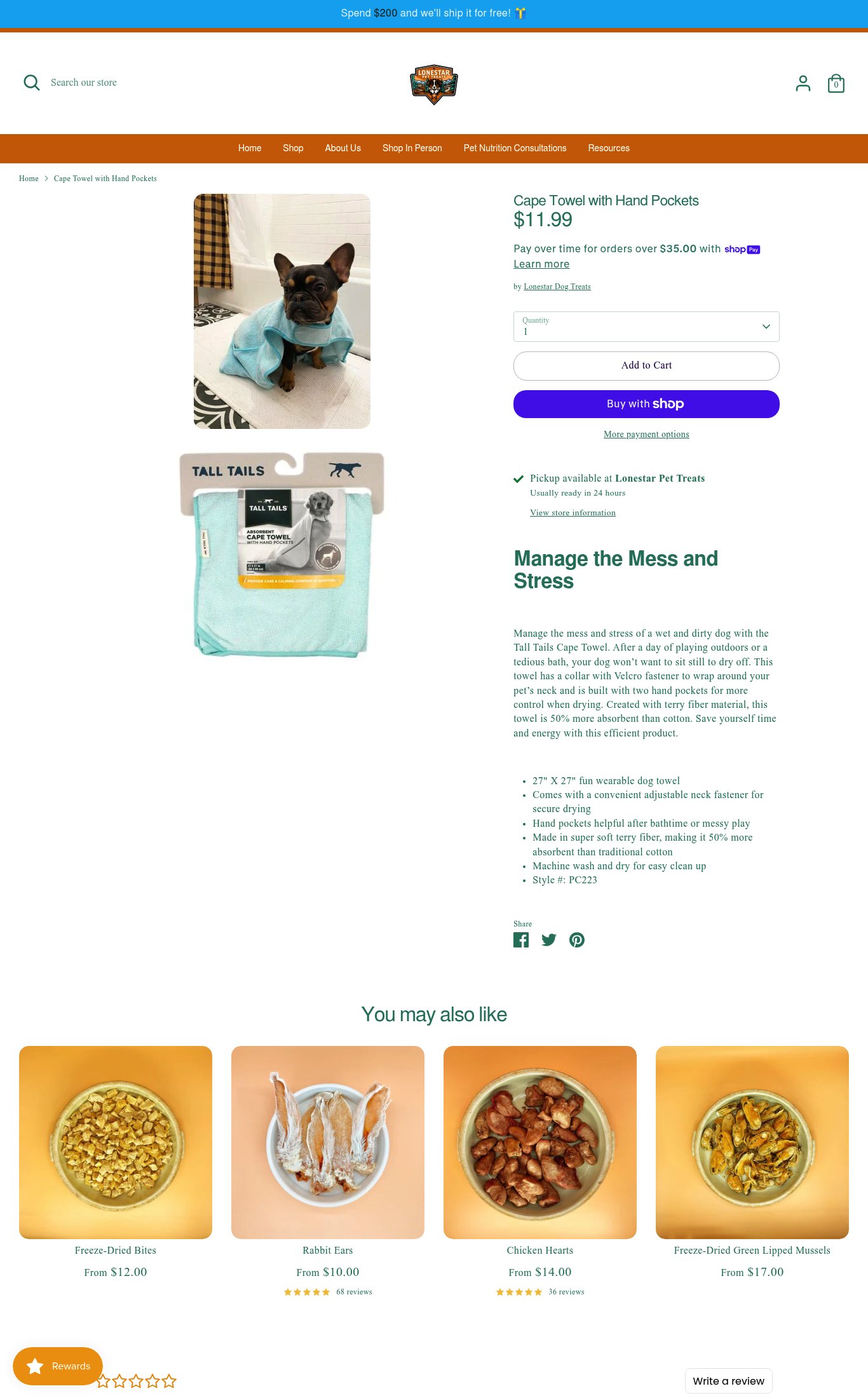 Lonestar Dog Treats page