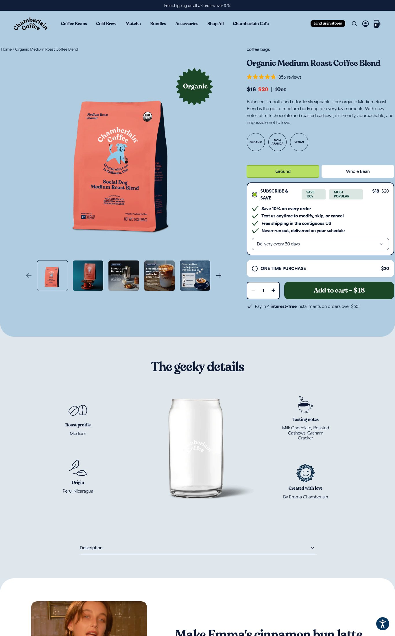 Chamberlain Coffee page