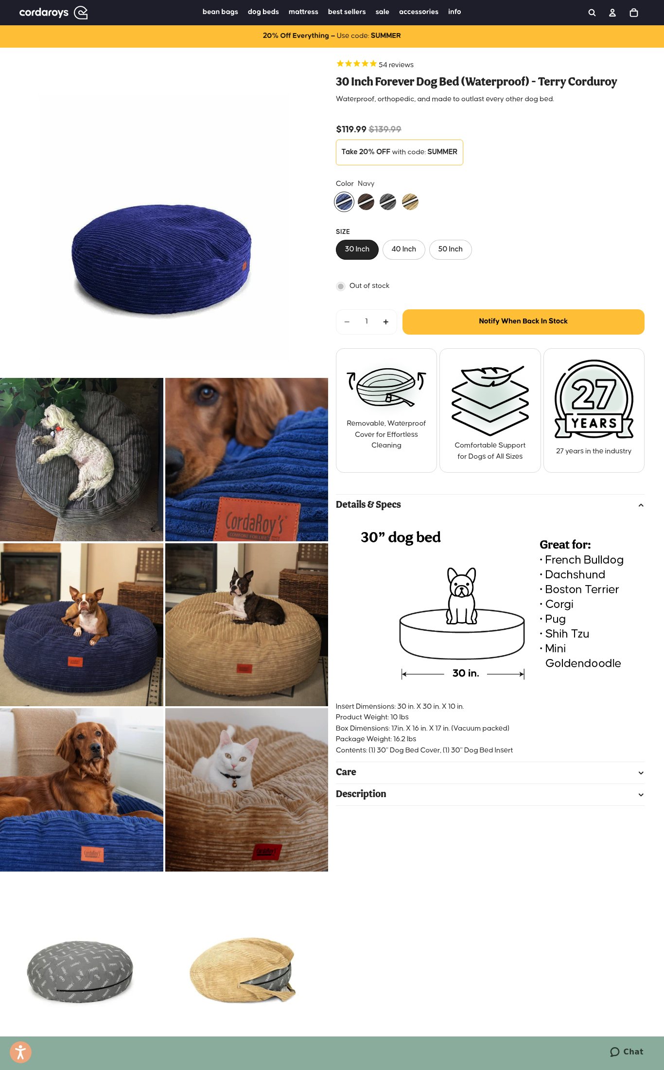 CordaRoy's Convertible Bean Bags page