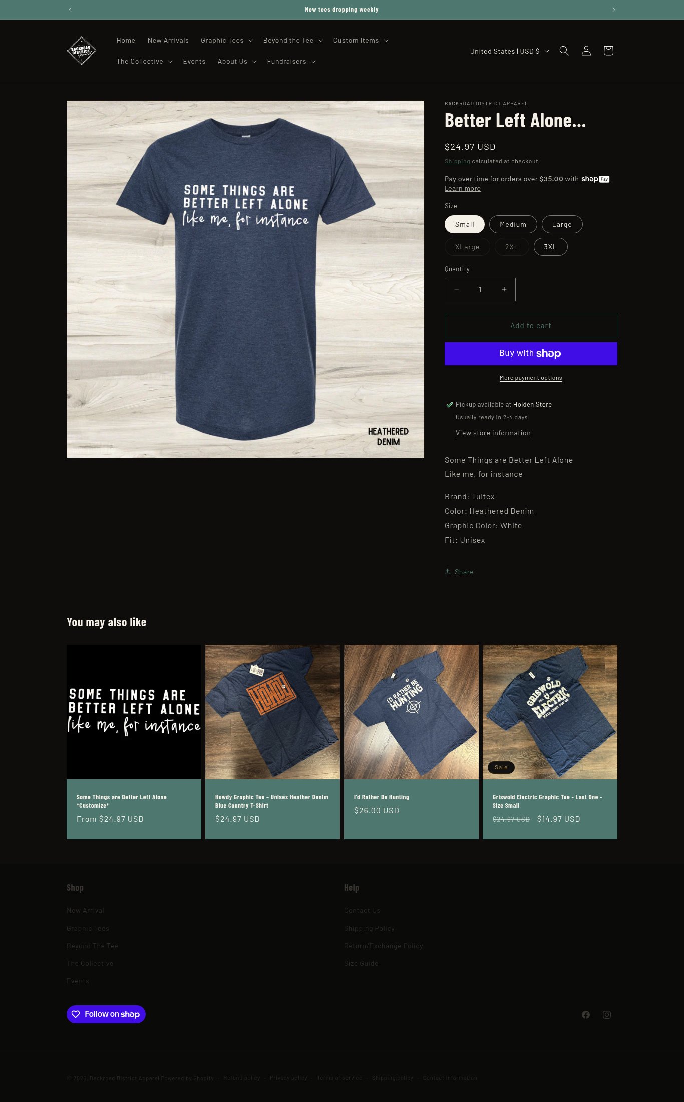 Backroad District Apparel page