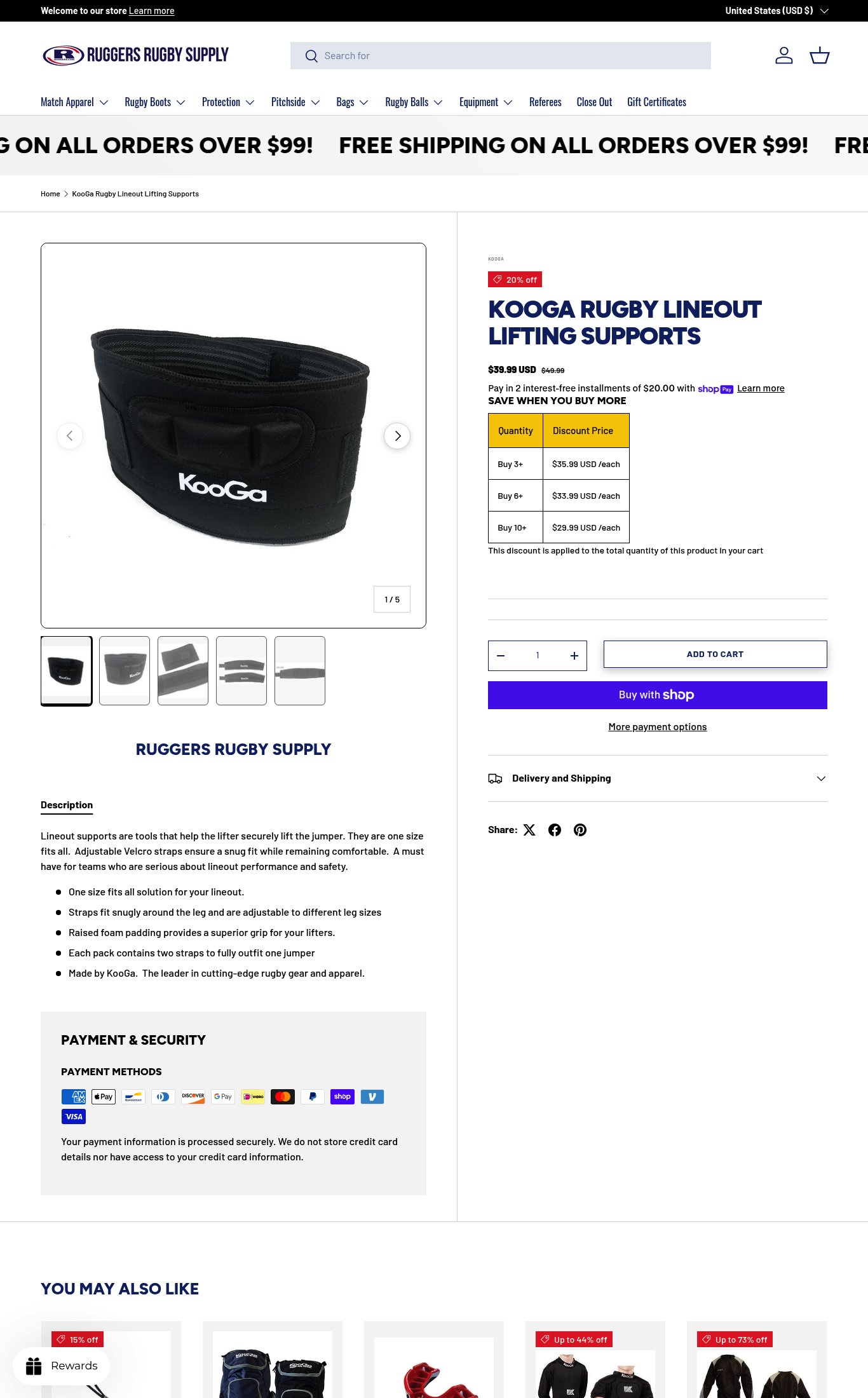 Ruggers Rugby Supply page