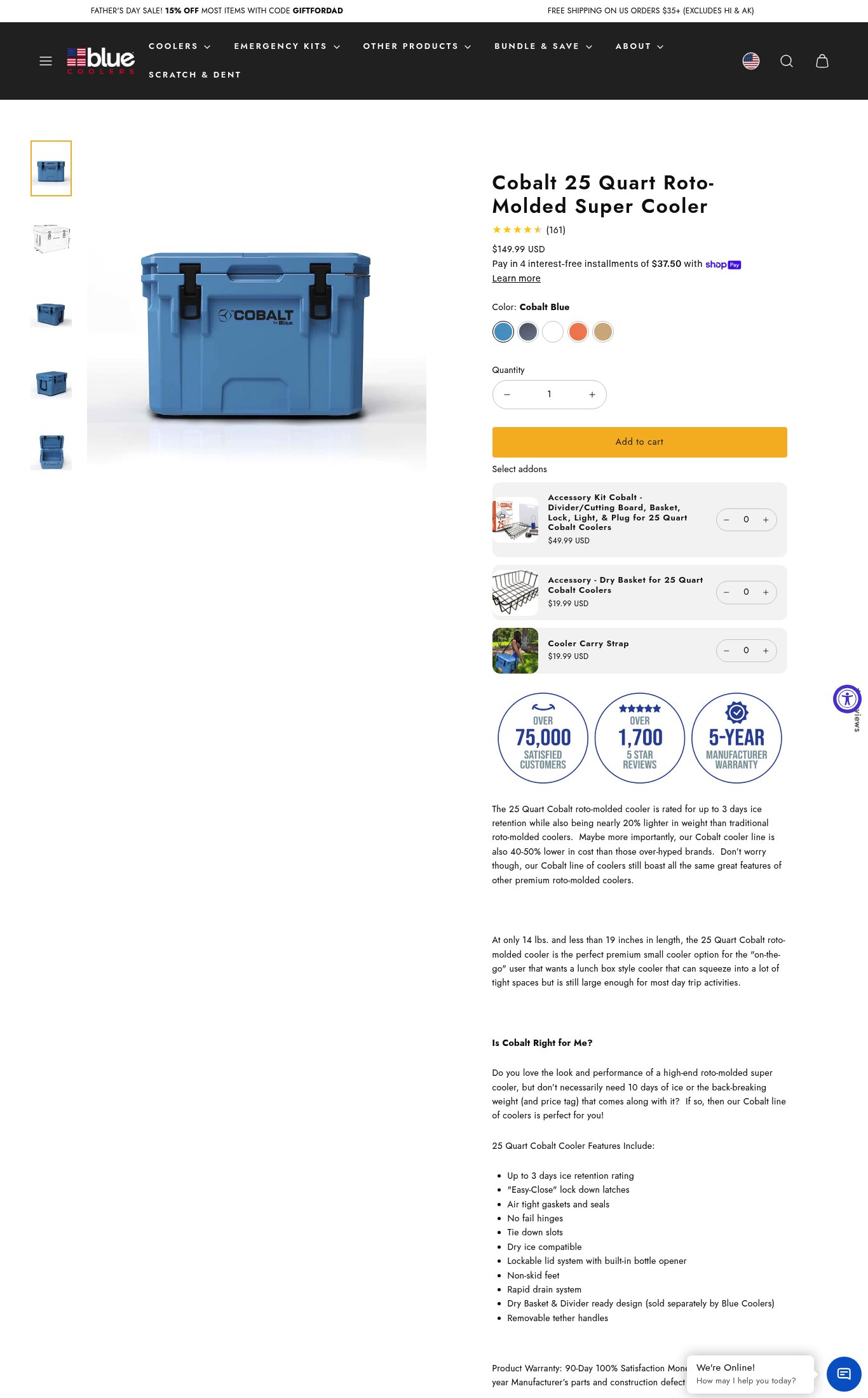 Blue Coolers page