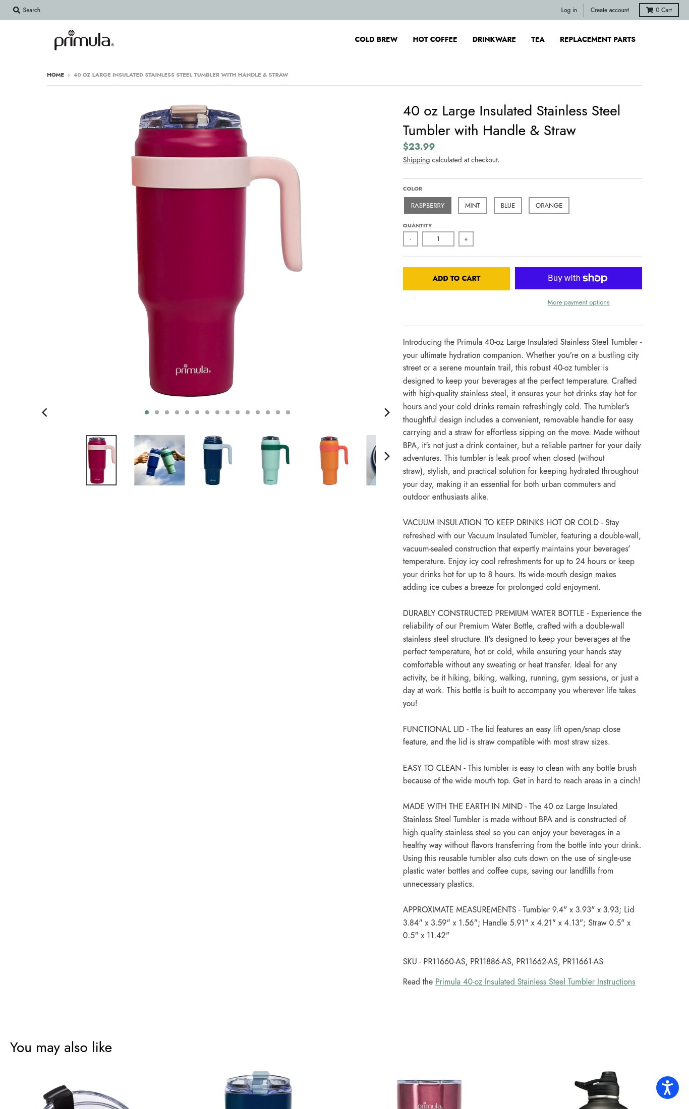 Primula Products page