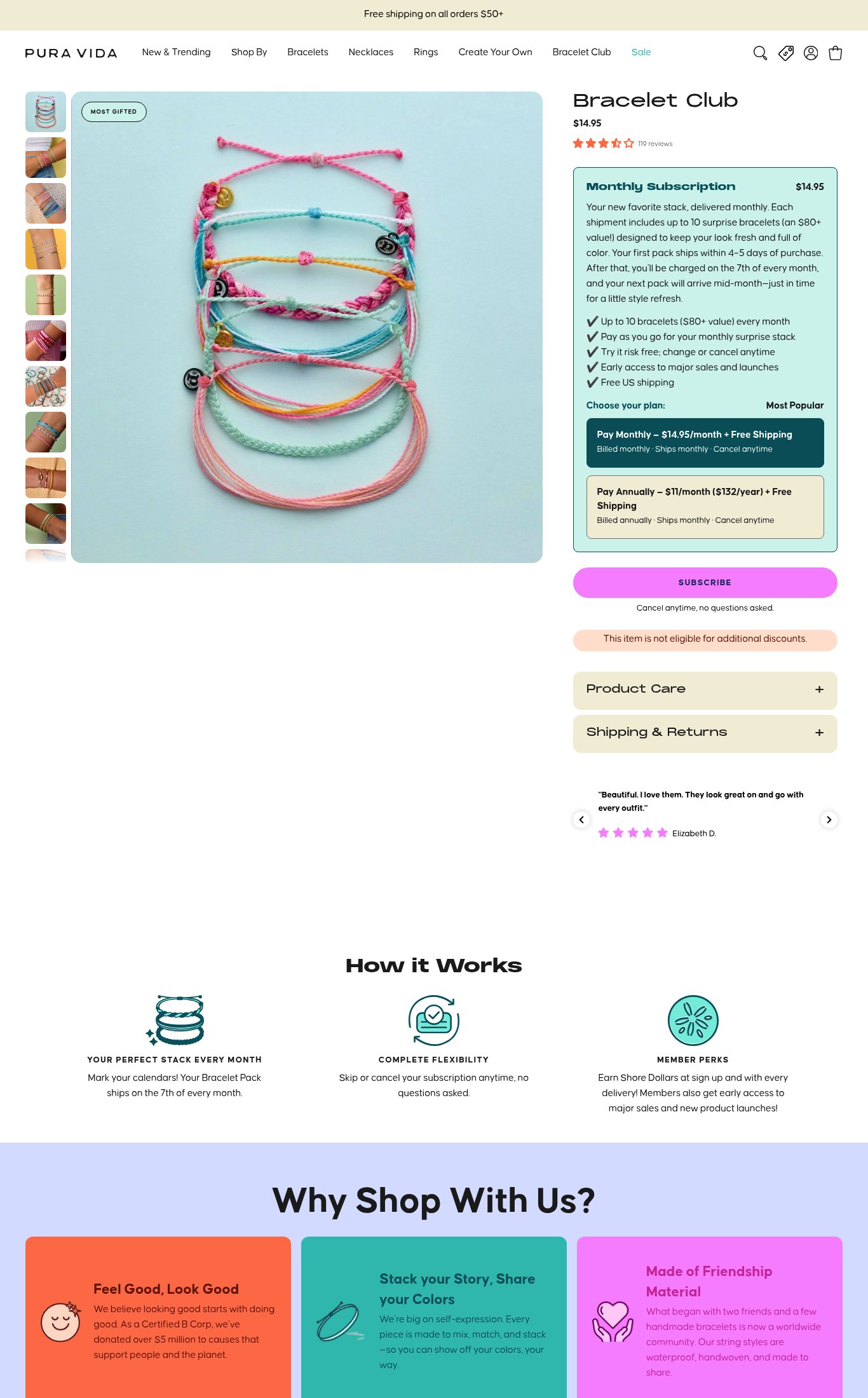 Pura Vida Bracelets page