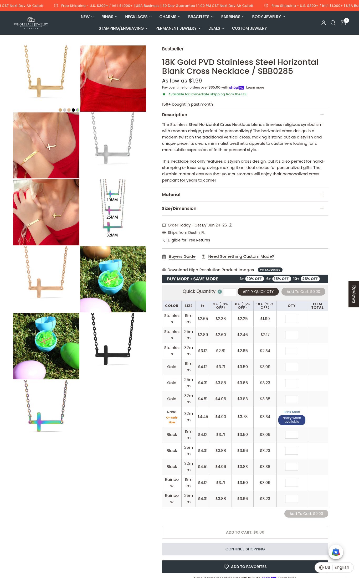 Wholesale Jewelry Website page