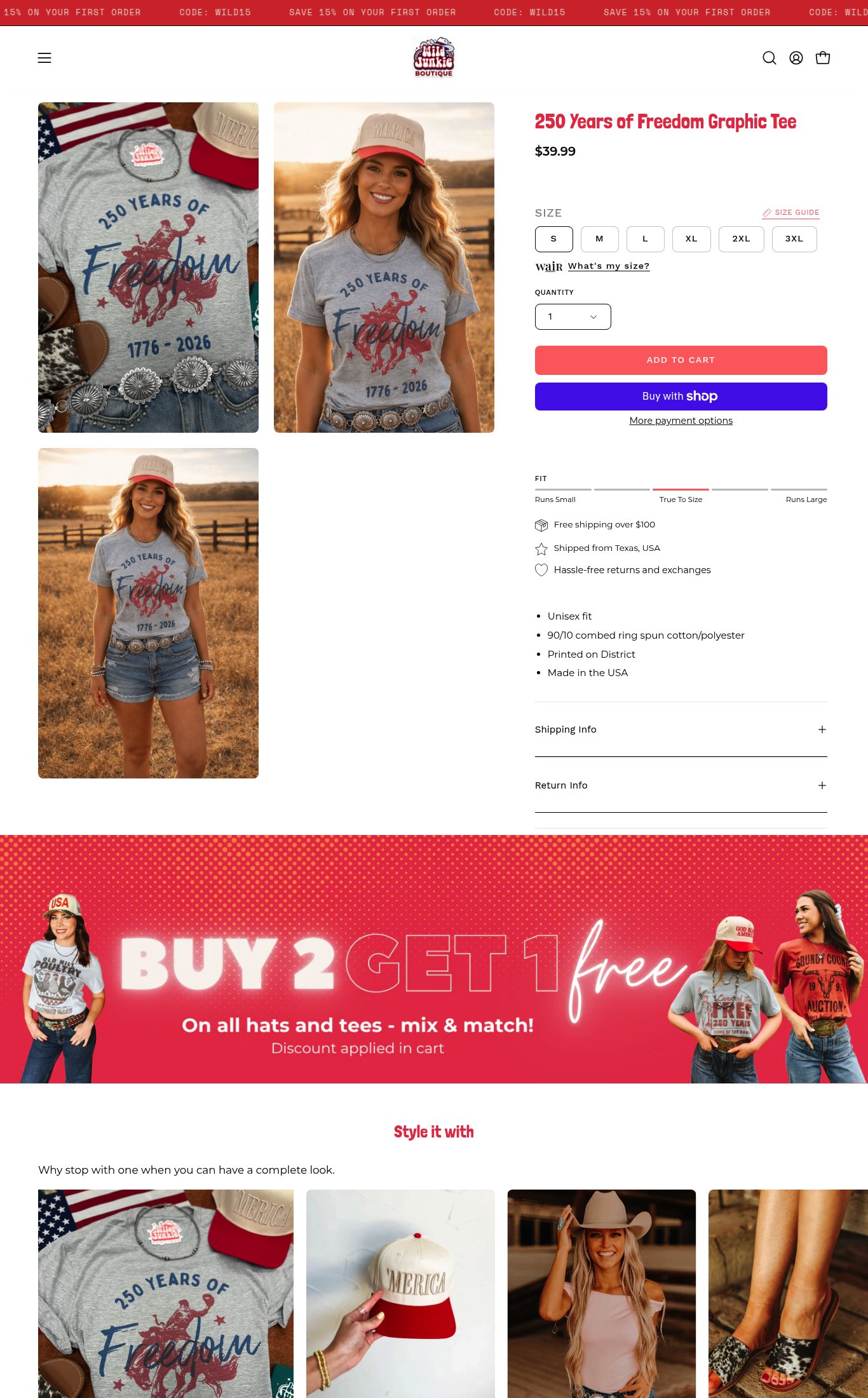 Wild Junkie Boutique page