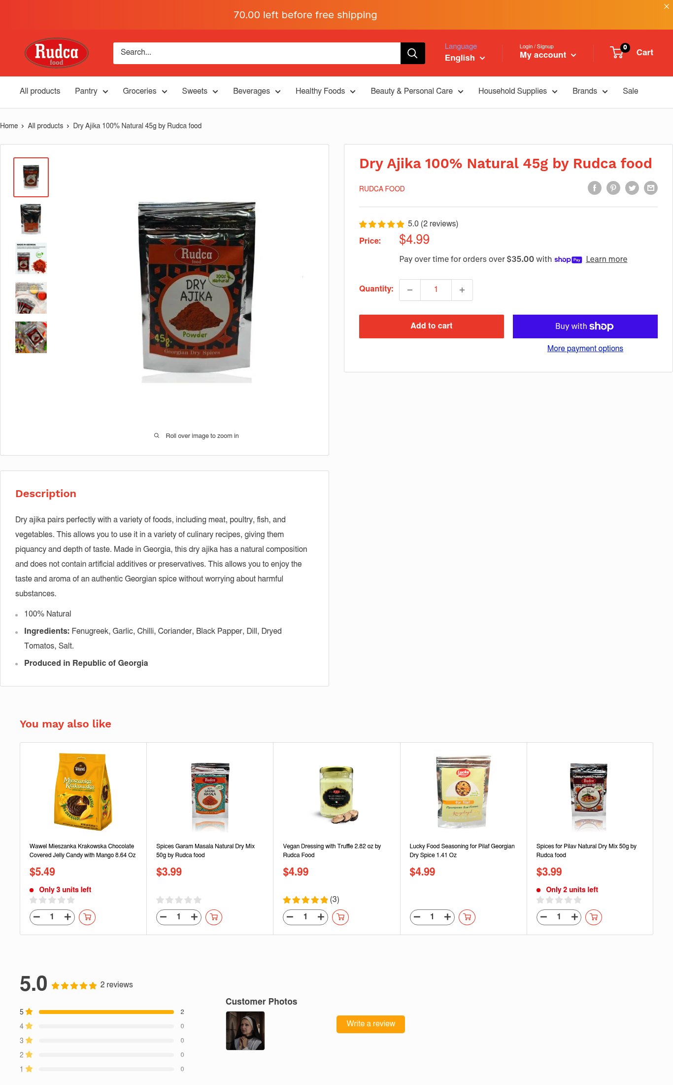 Rudca Food page