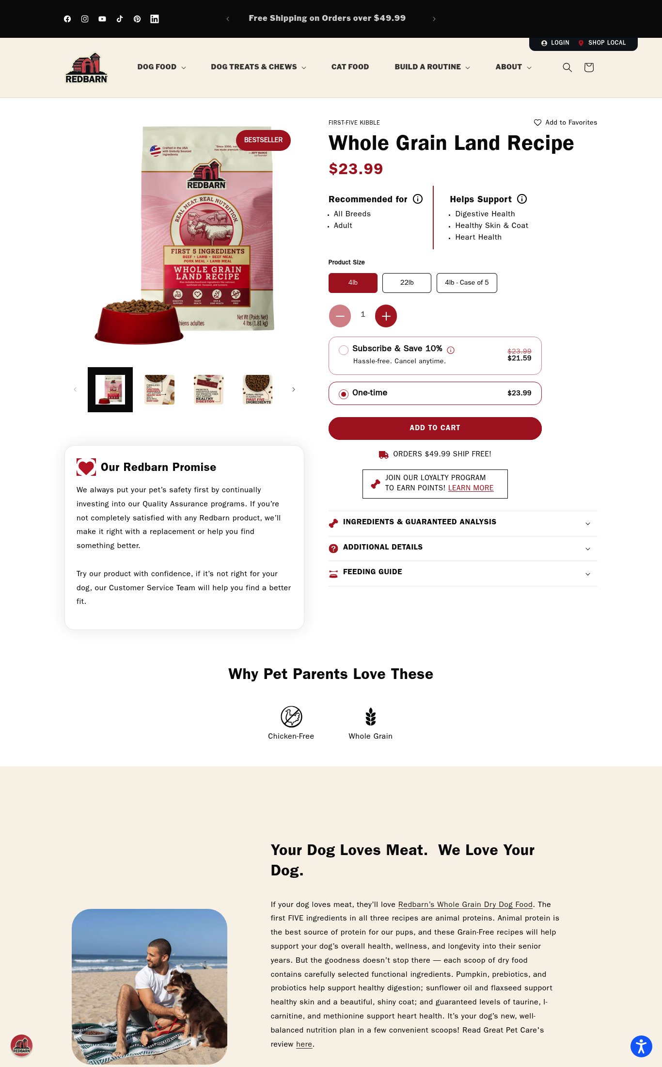 Redbarn Pet Products page