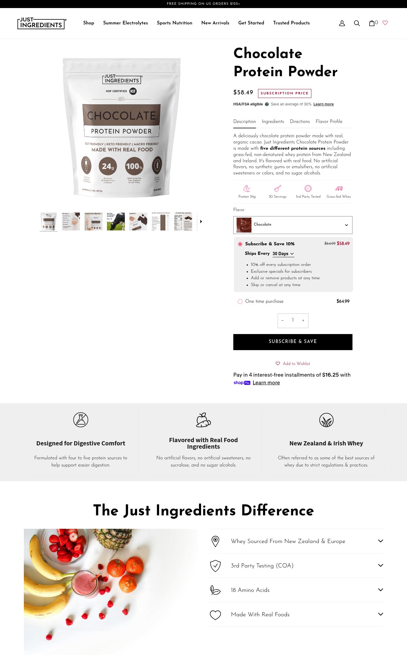 Just Ingredients page