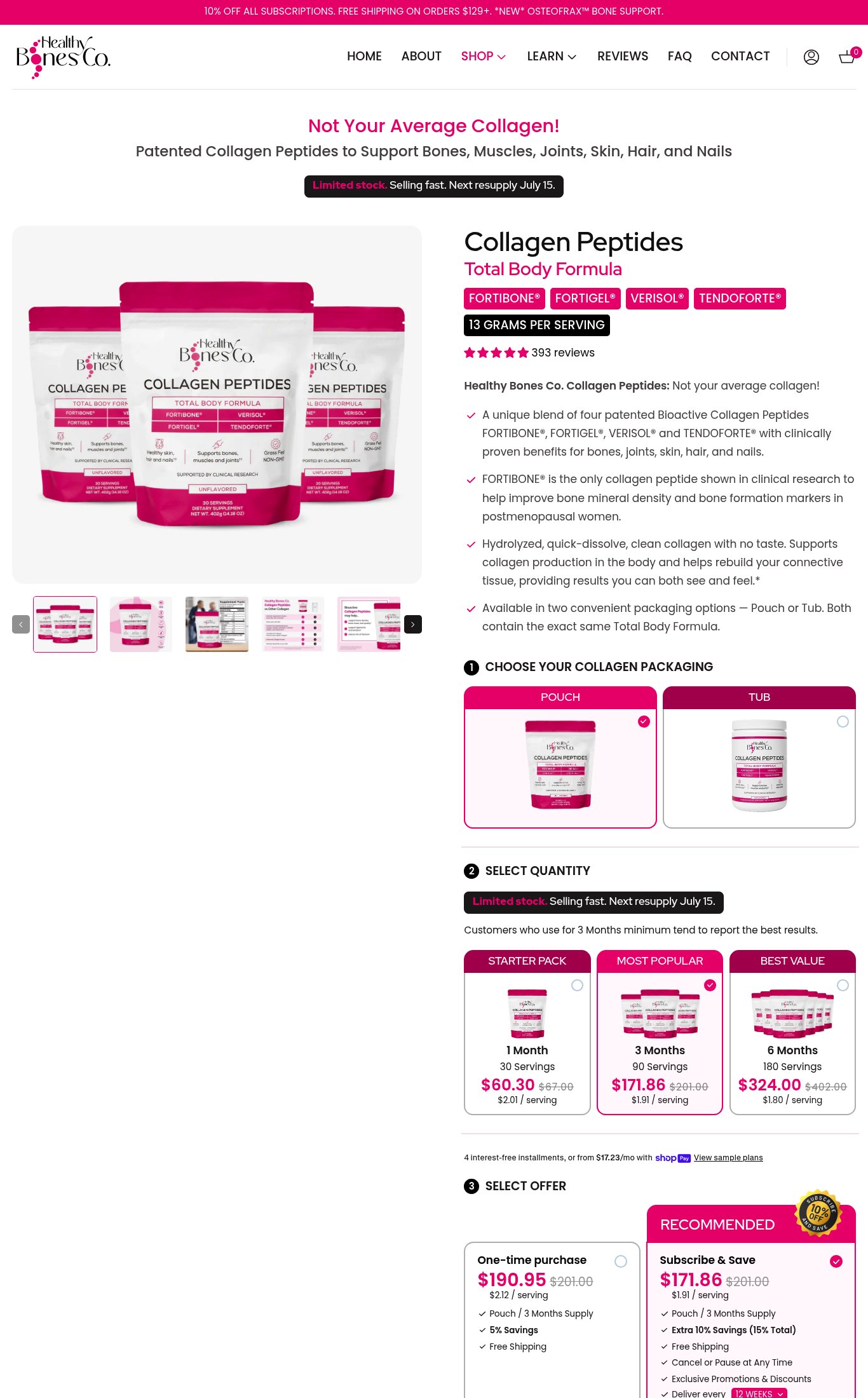 Healthy Bones Co. page