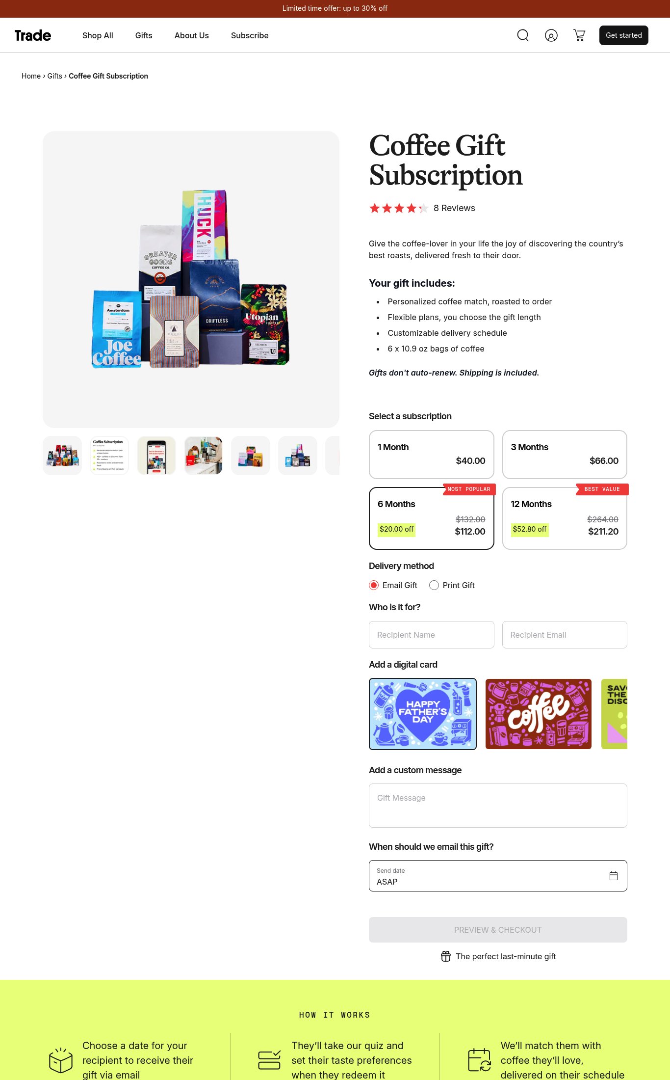 Trade Coffee page