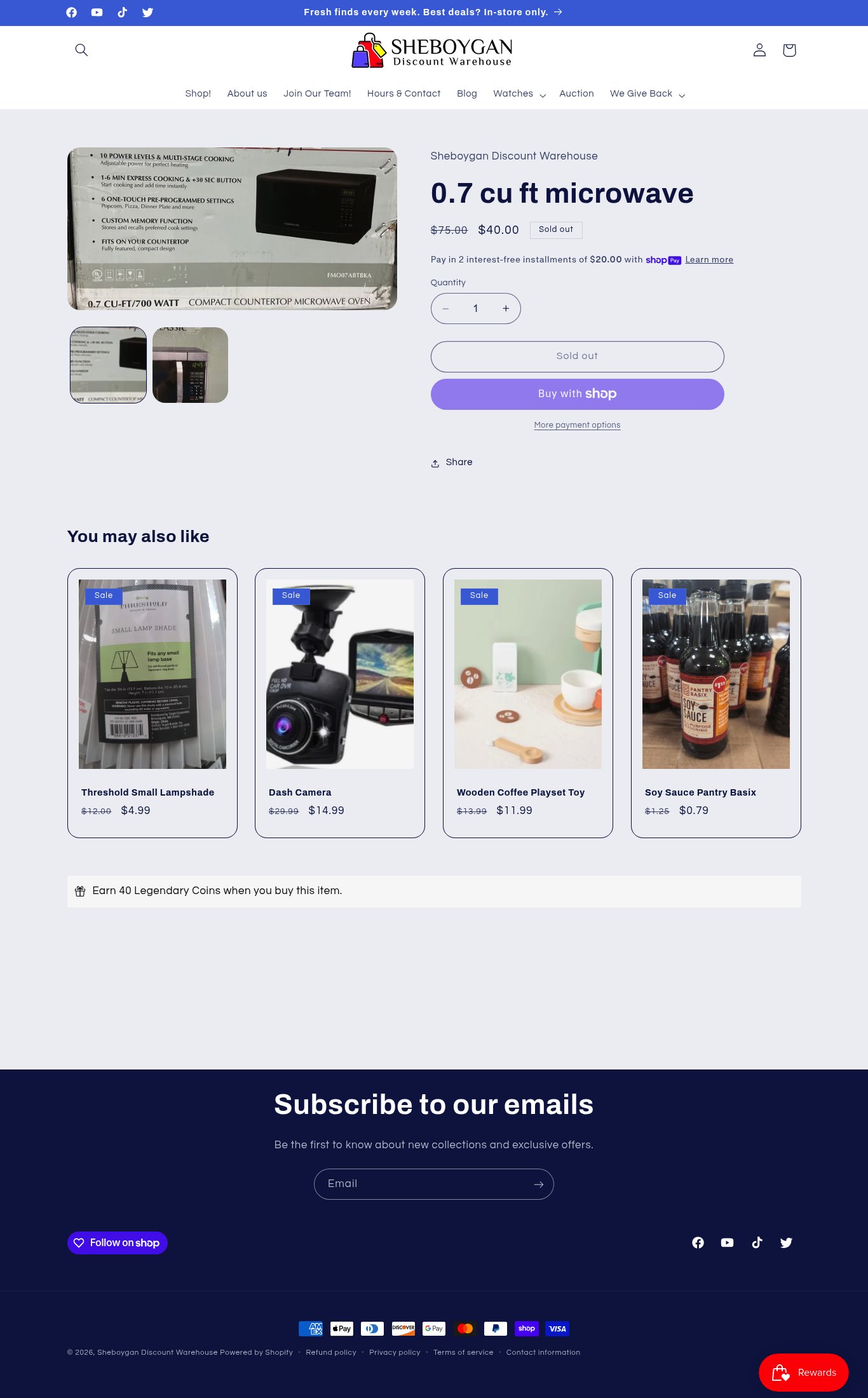 Sheboygan Discount Warehouse page