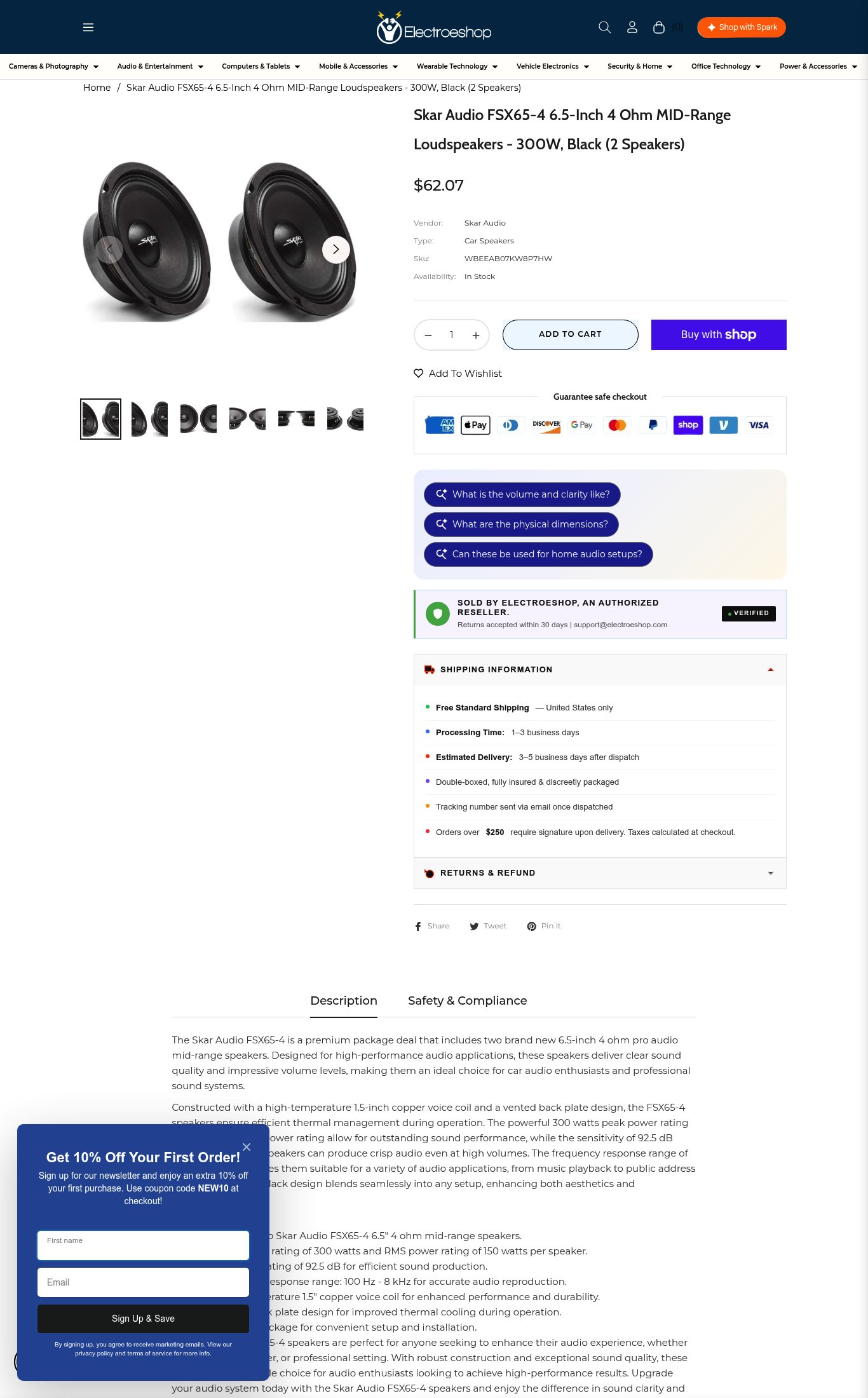 Electroeshop page