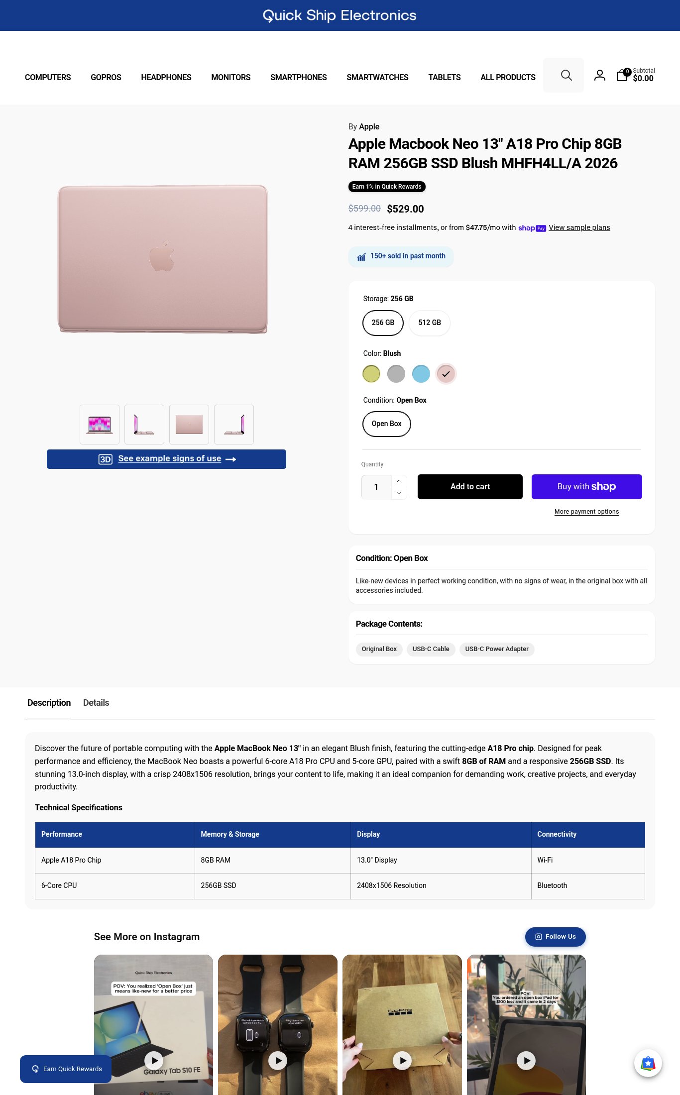 Quick Ship Electronics page