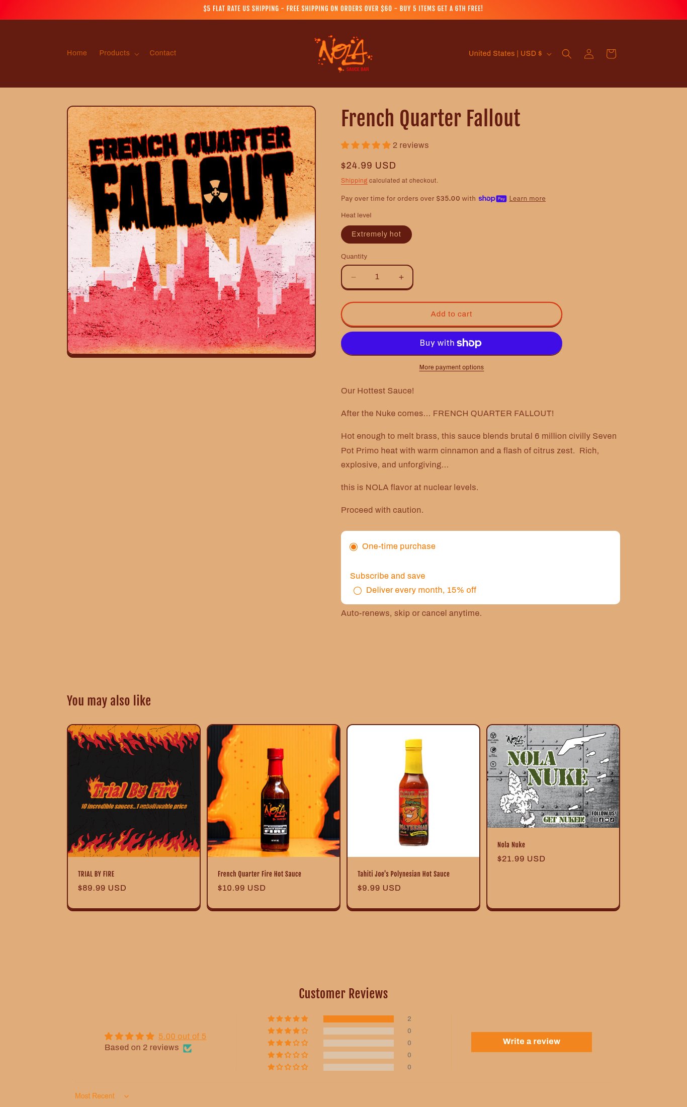Nola Sauce Bar page