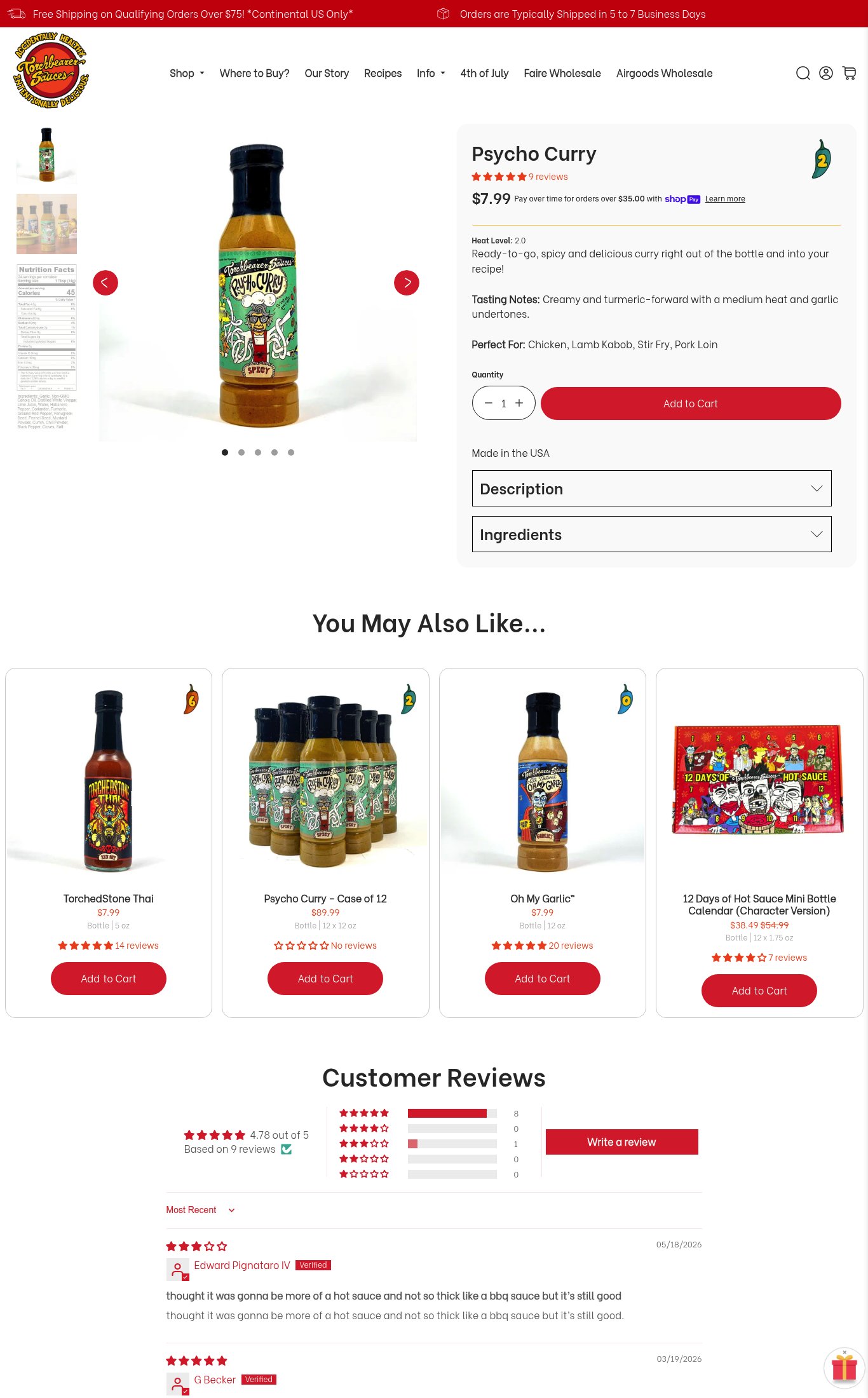 TorchBearer Sauces page