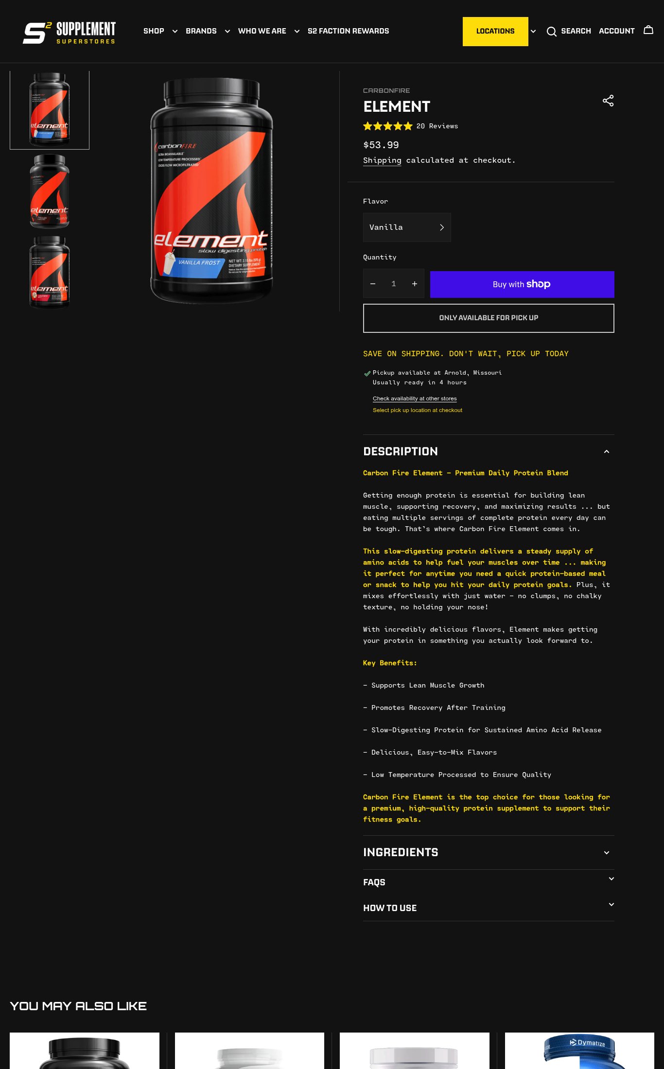 Supplement Superstores (CarbonFire Element) page