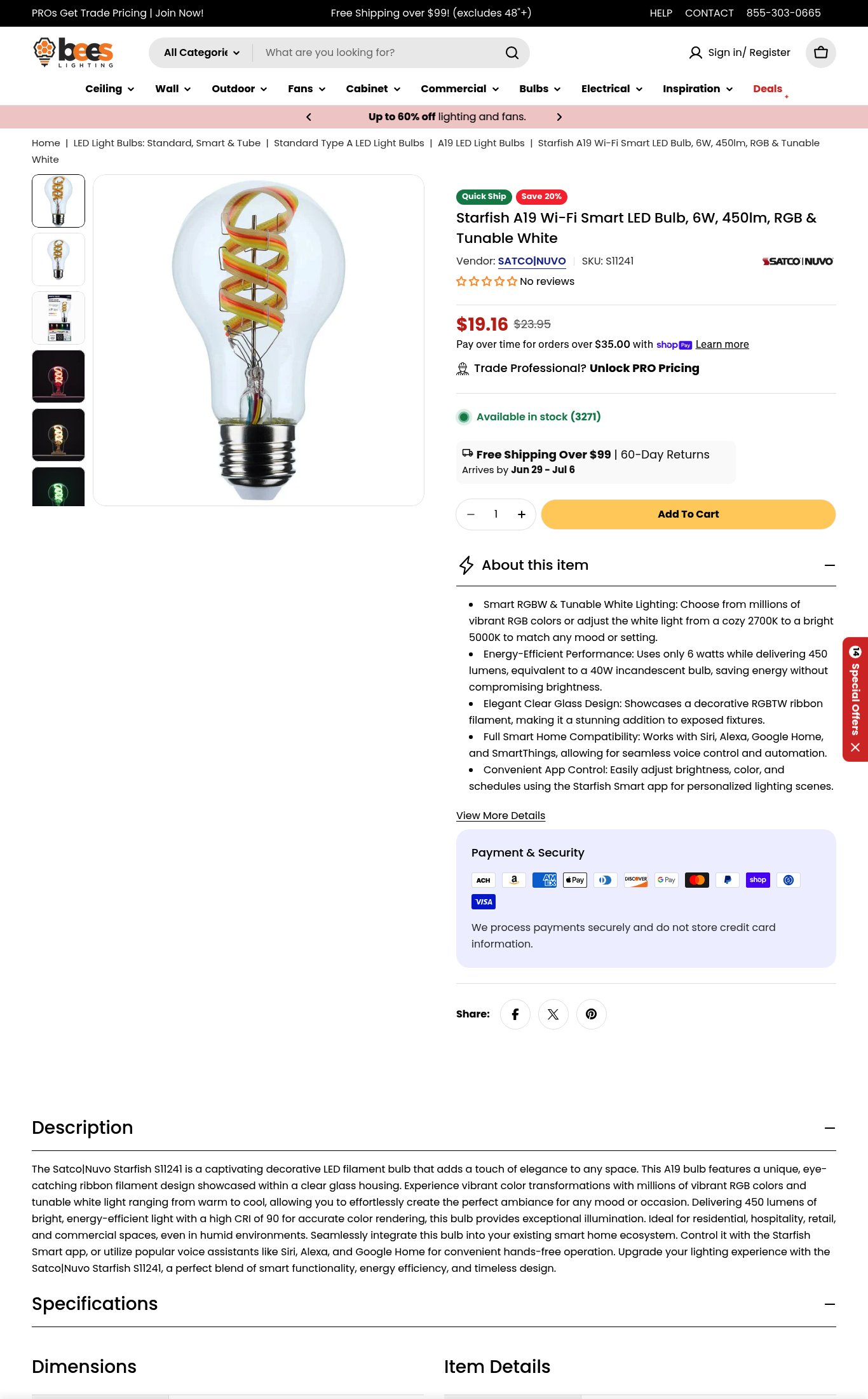 Bees Lighting page