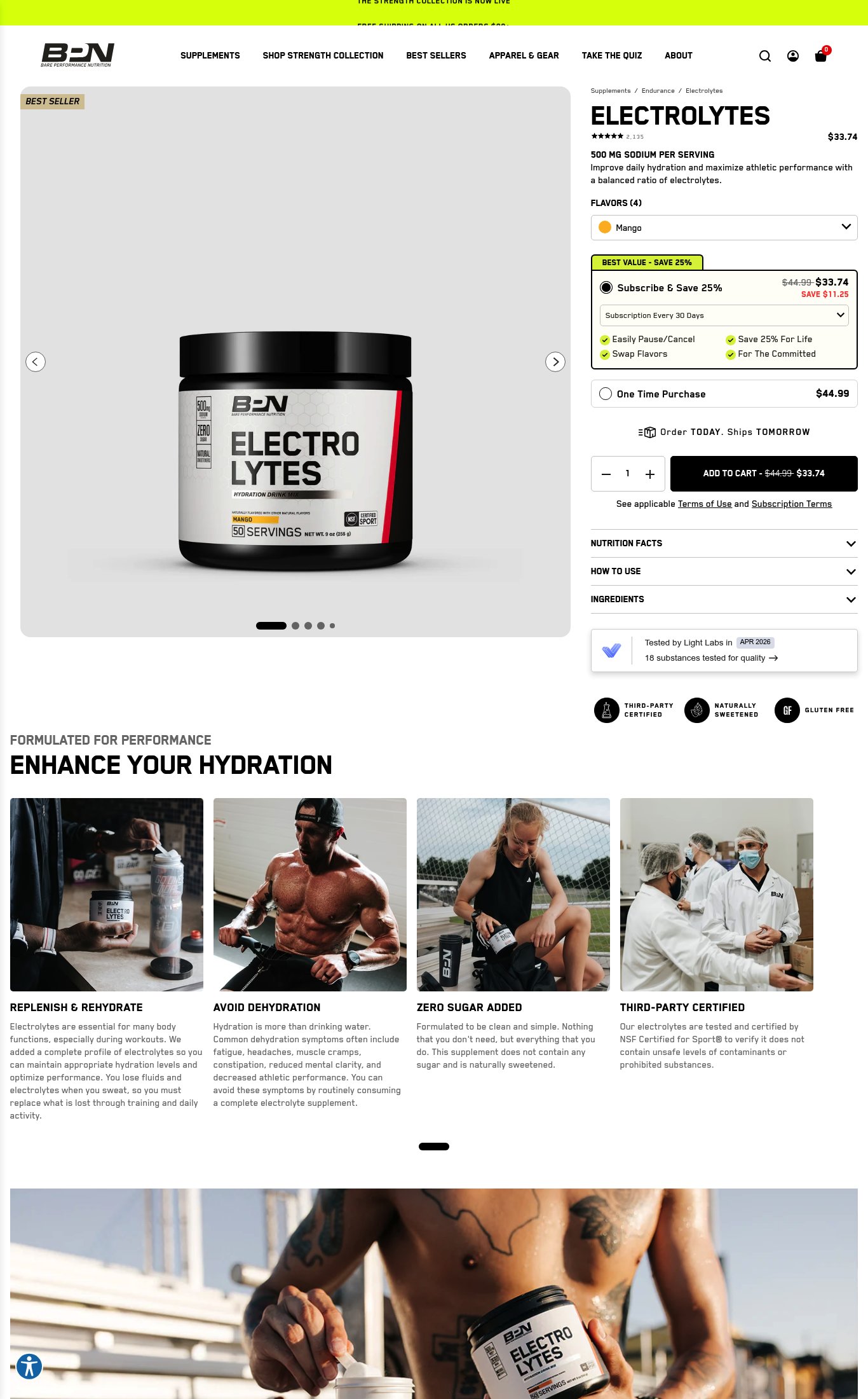 Bare Performance Nutrition page