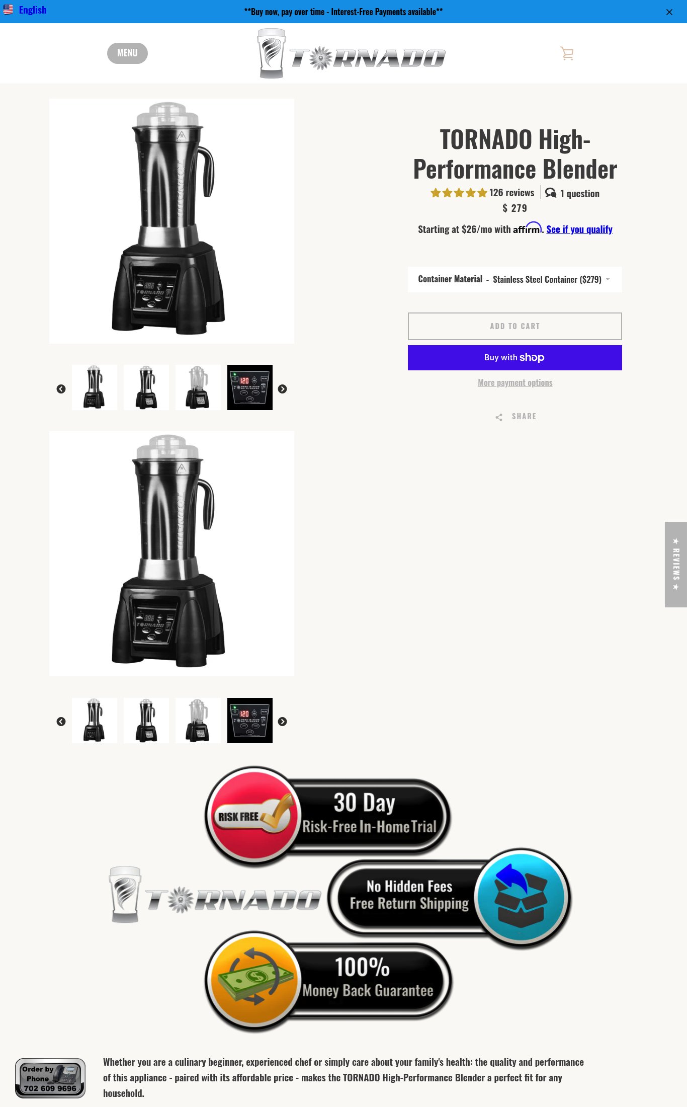 TORNADO Blender Company page