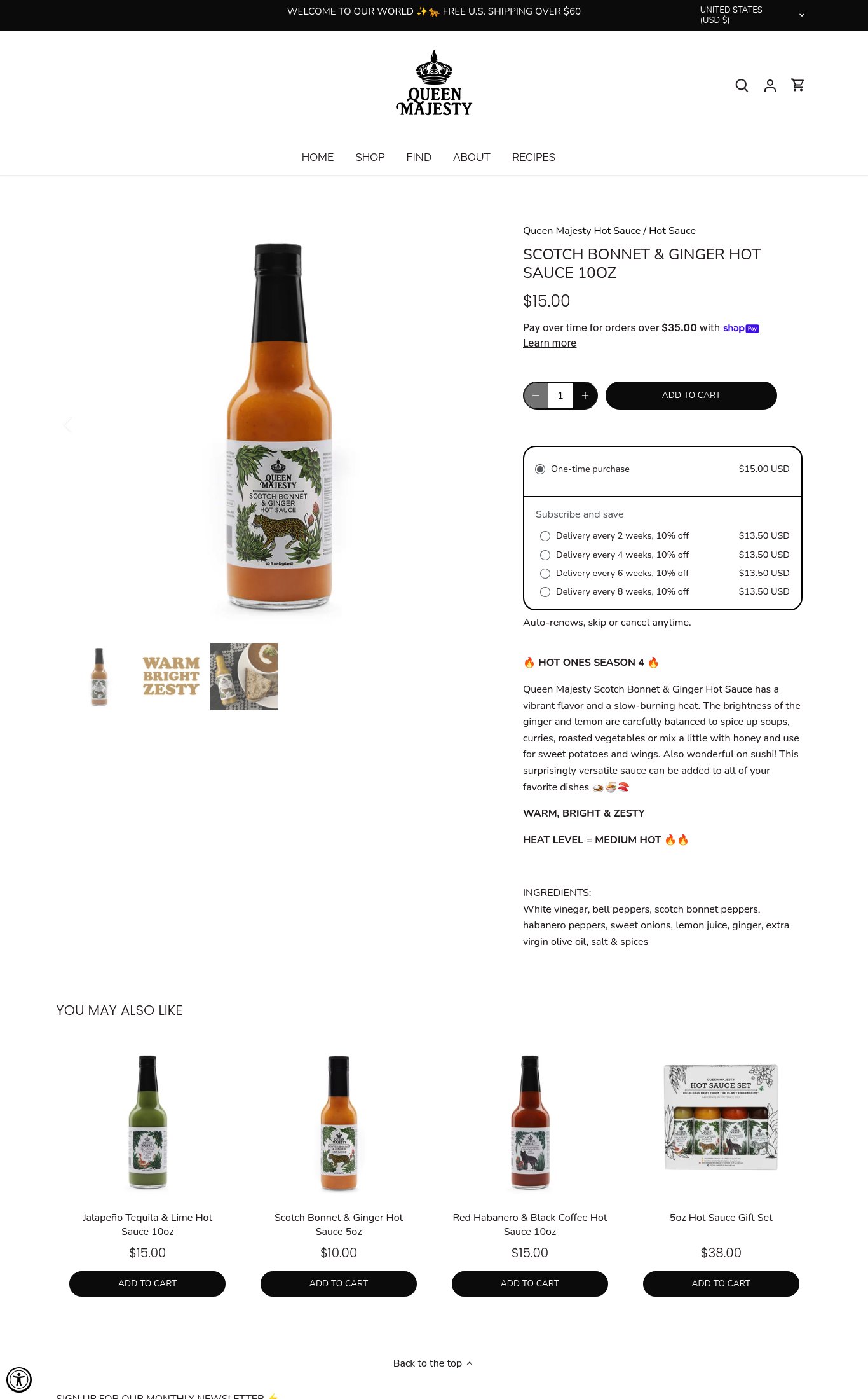 Queen Majesty Hot Sauce page