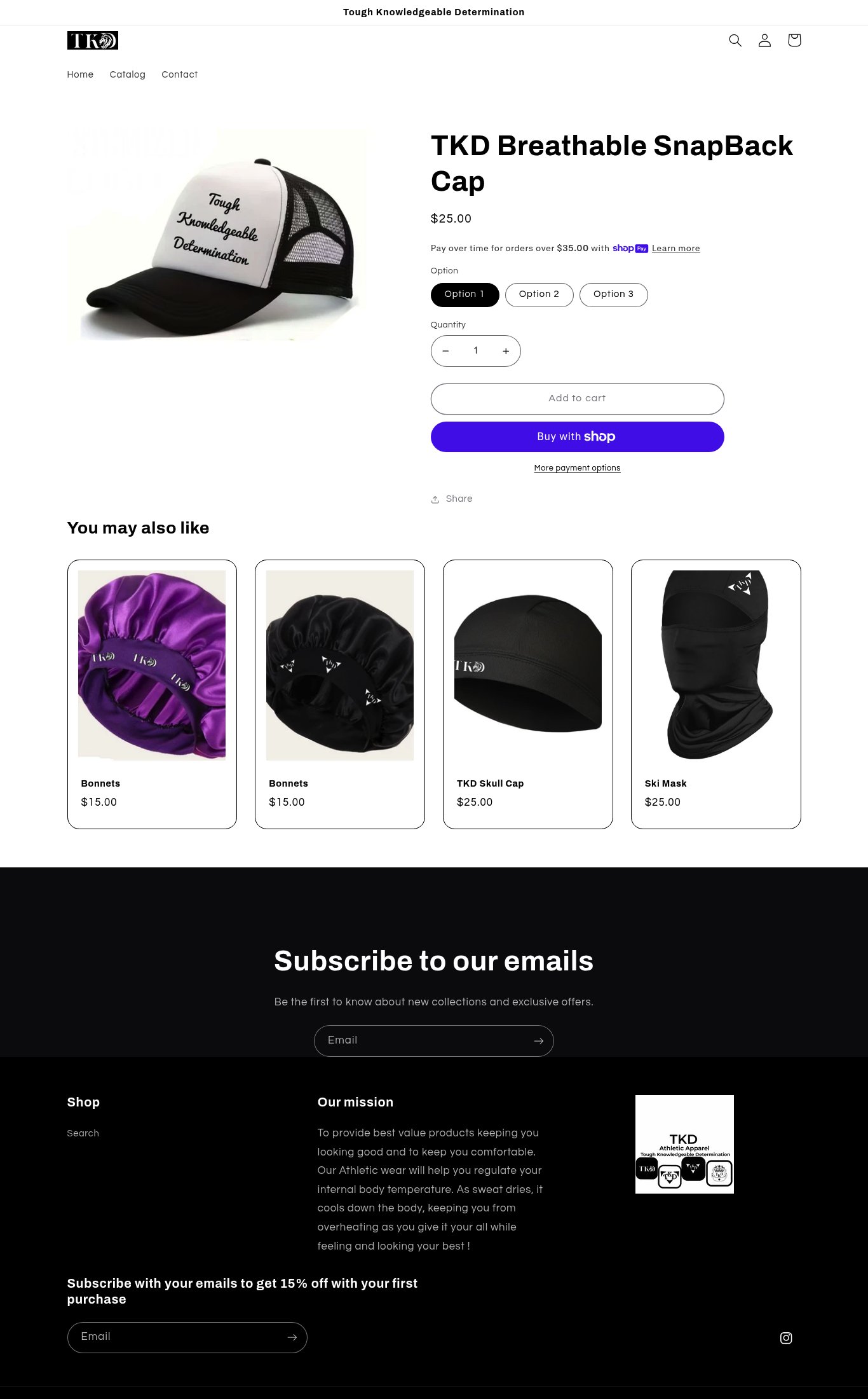 TKD Athletic Apparel page