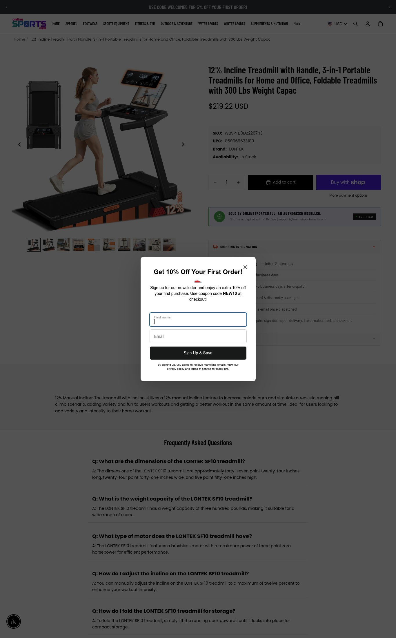 Onlinesportsmall page